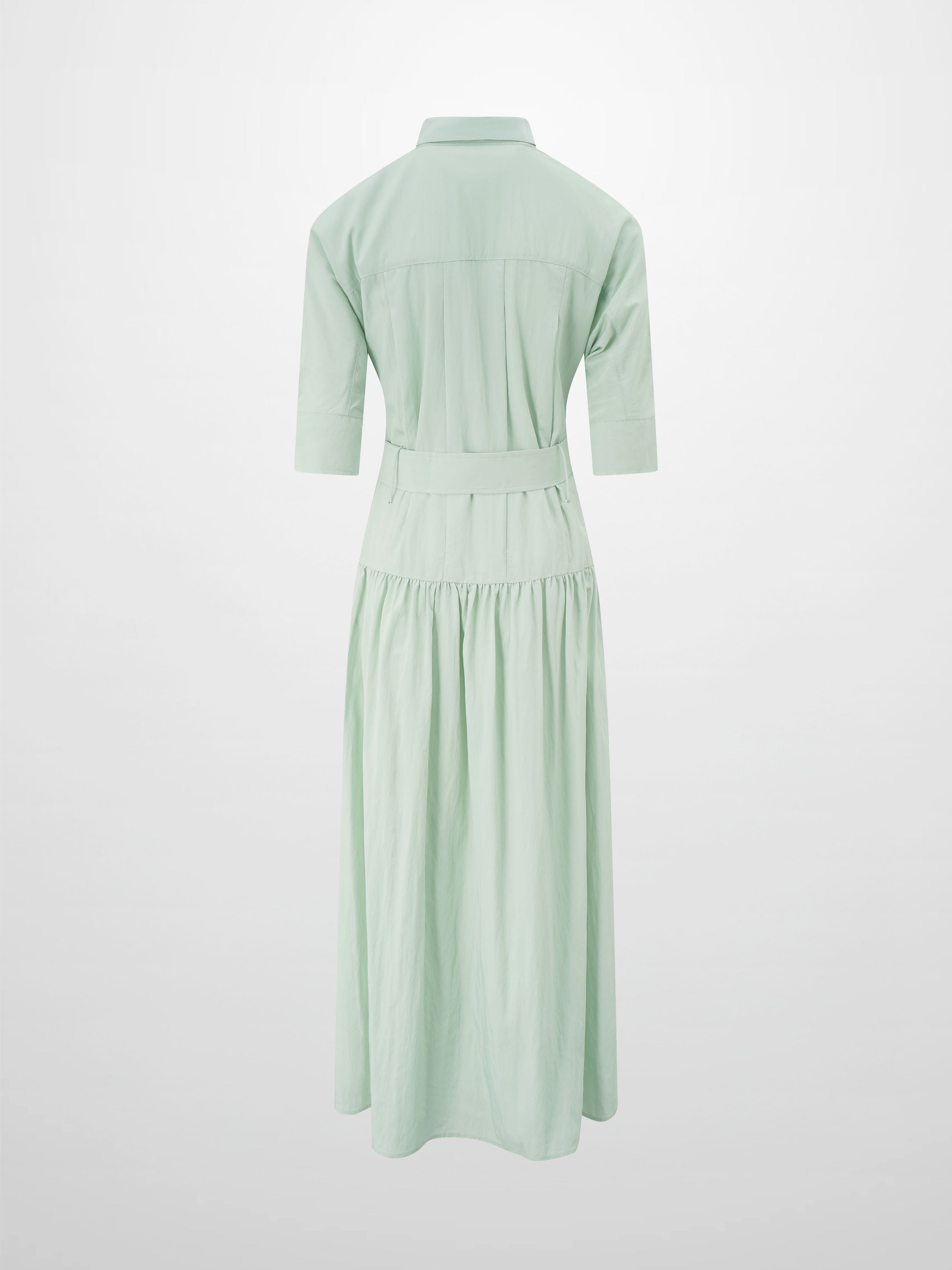 Cotton Yoke Gathered Dress-Mint