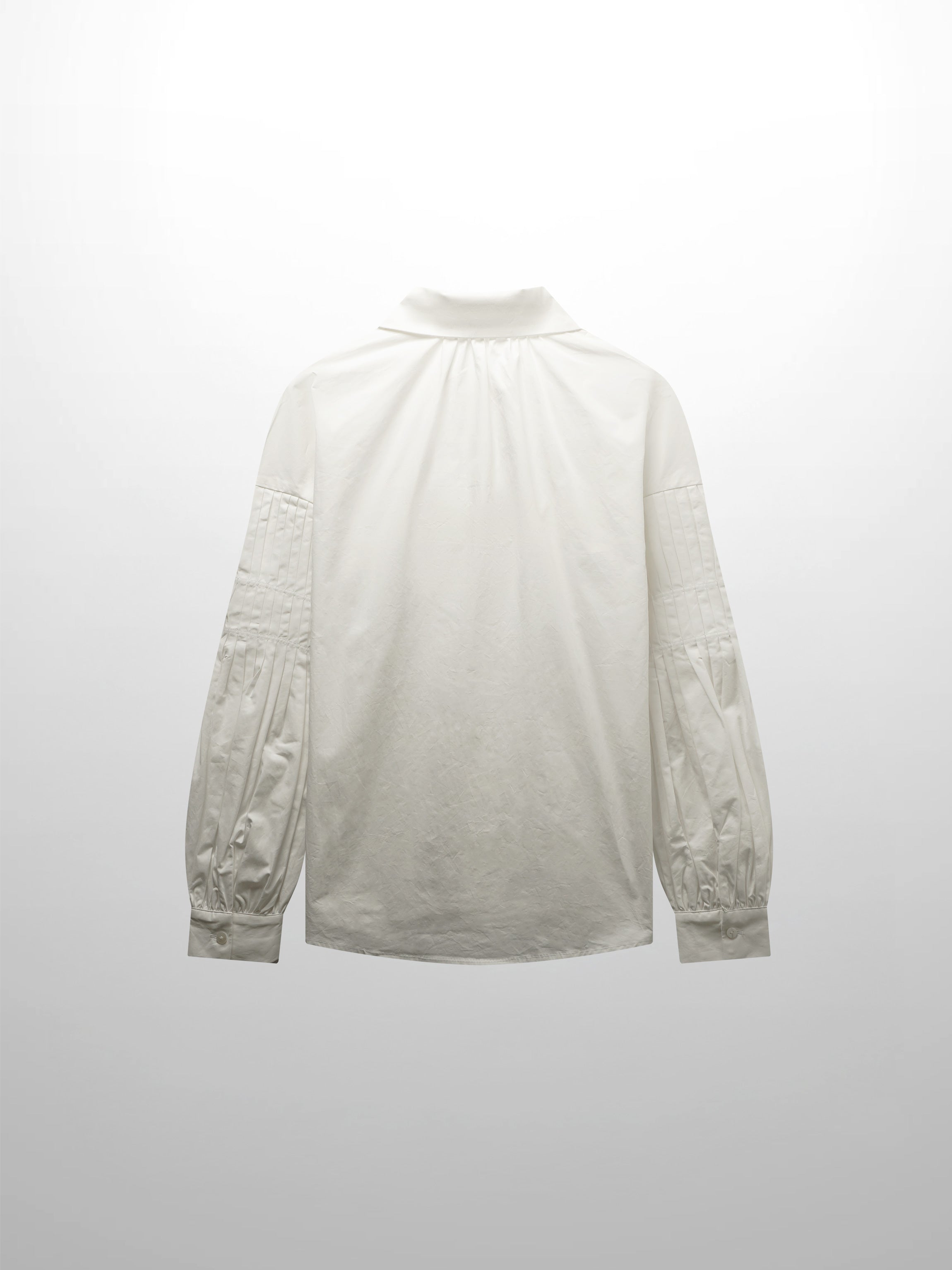 Pleated Sleeve Detail Blouse-White