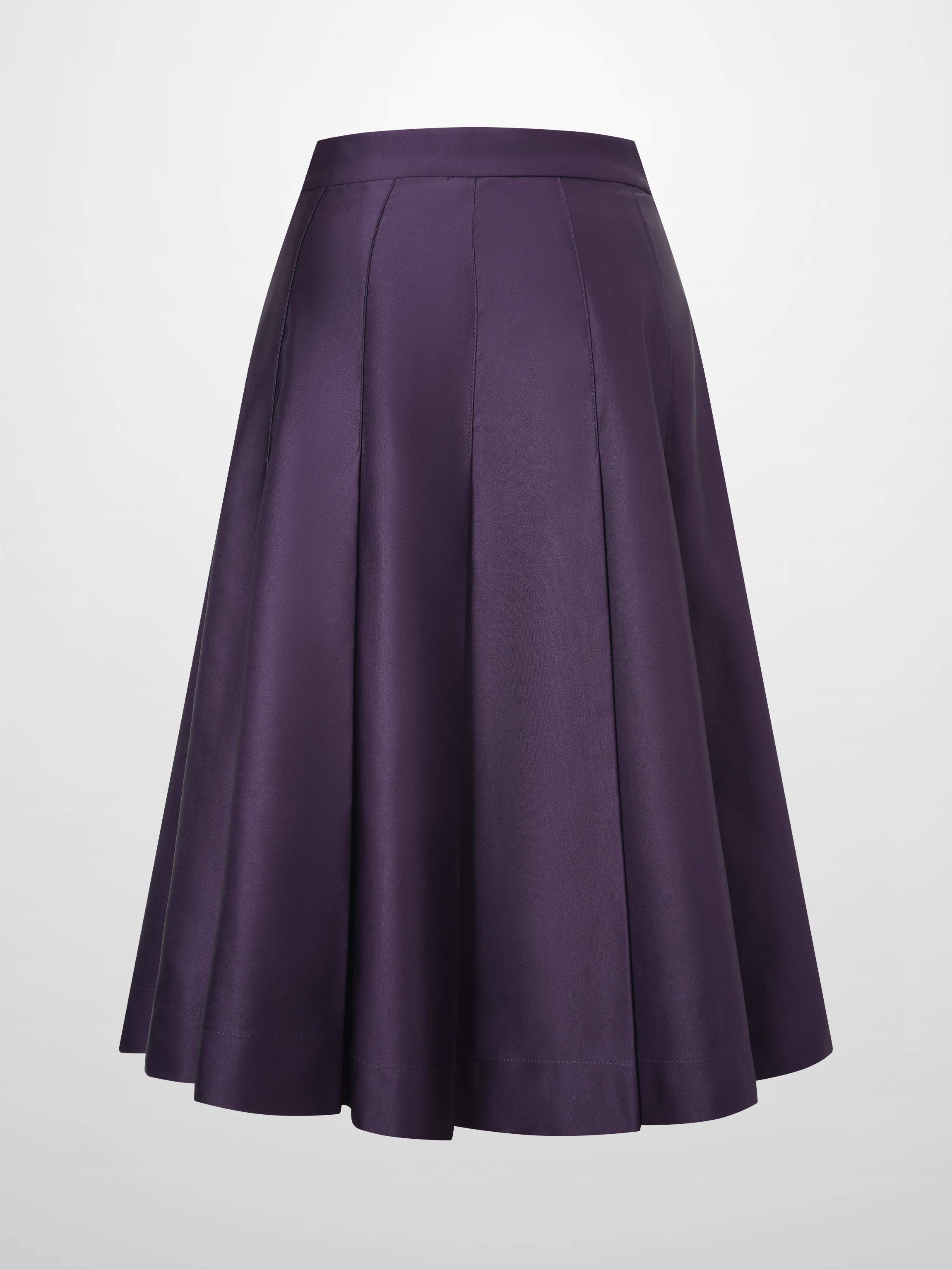 Lux Satin Pleated Skirt 26"-Wine