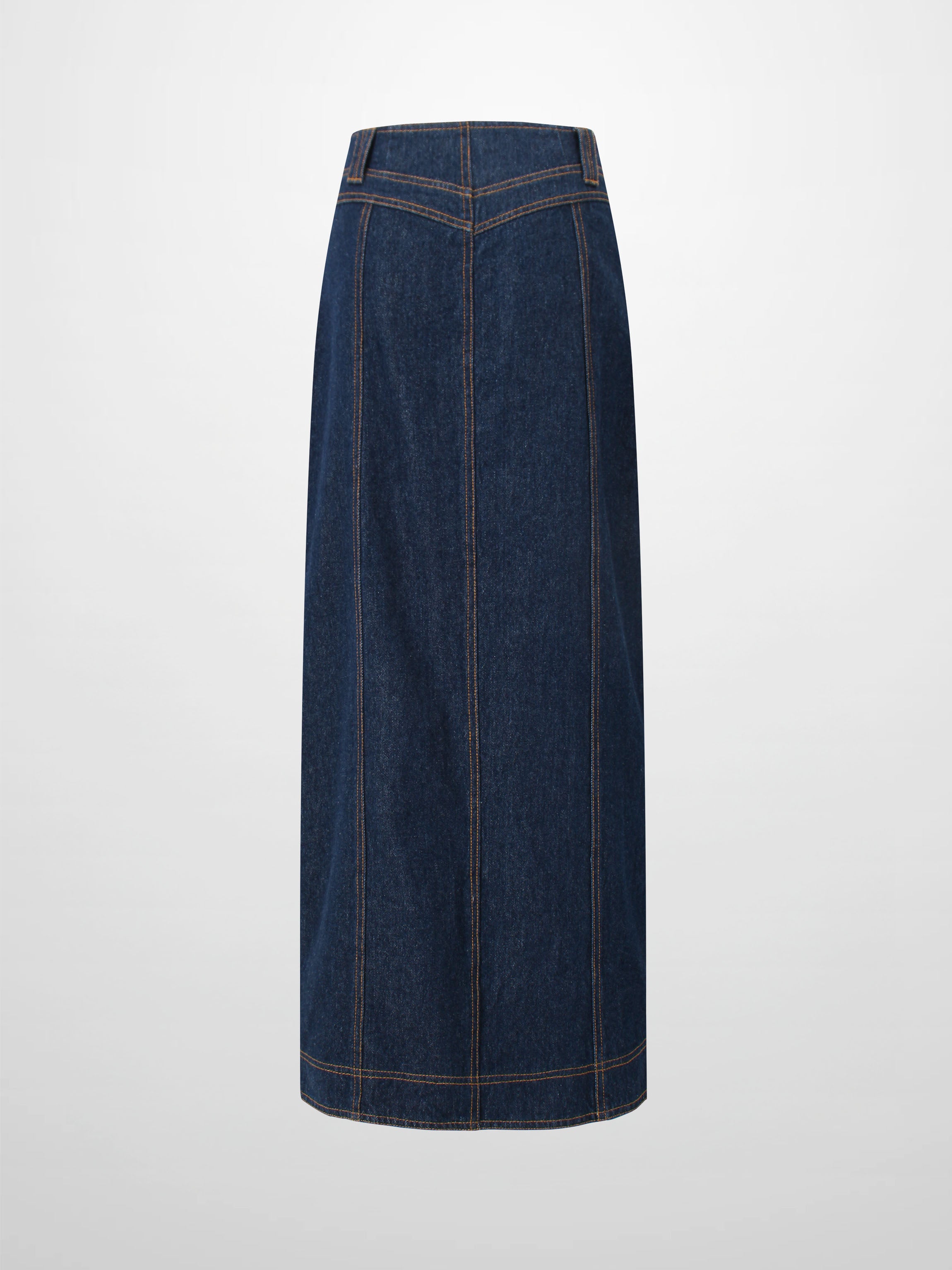 Button Design Denim Skirt-Blue