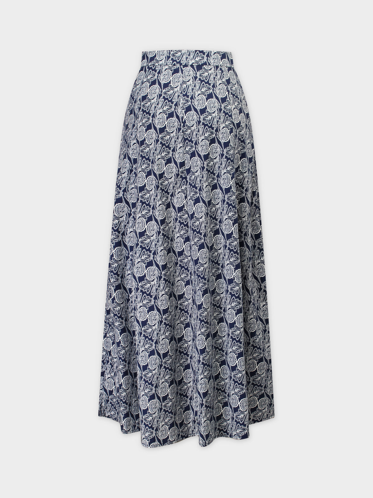 A-Line Seamed Skirt-Navy Branches