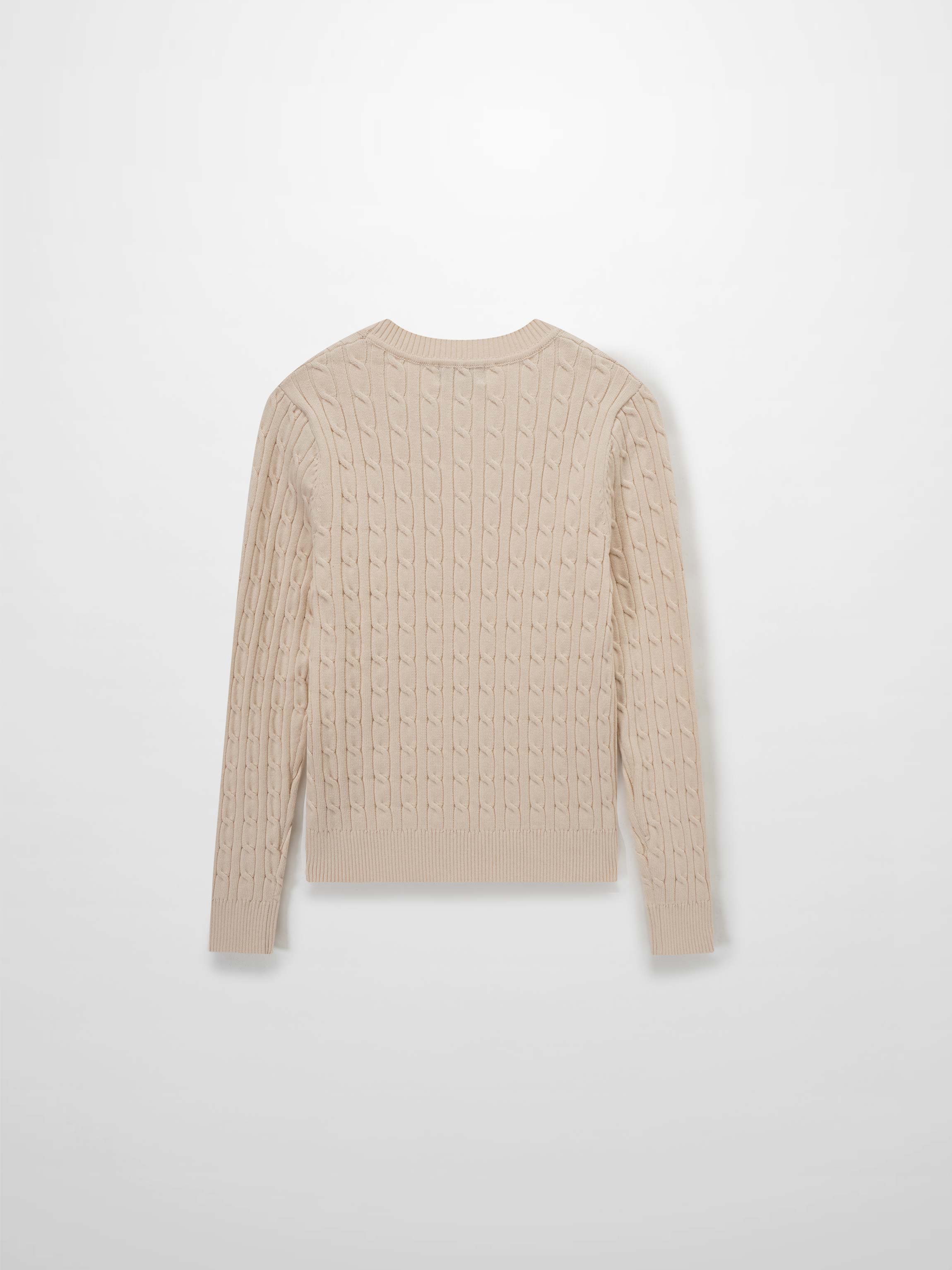 Crew Neck Cable Sweater-Peach
