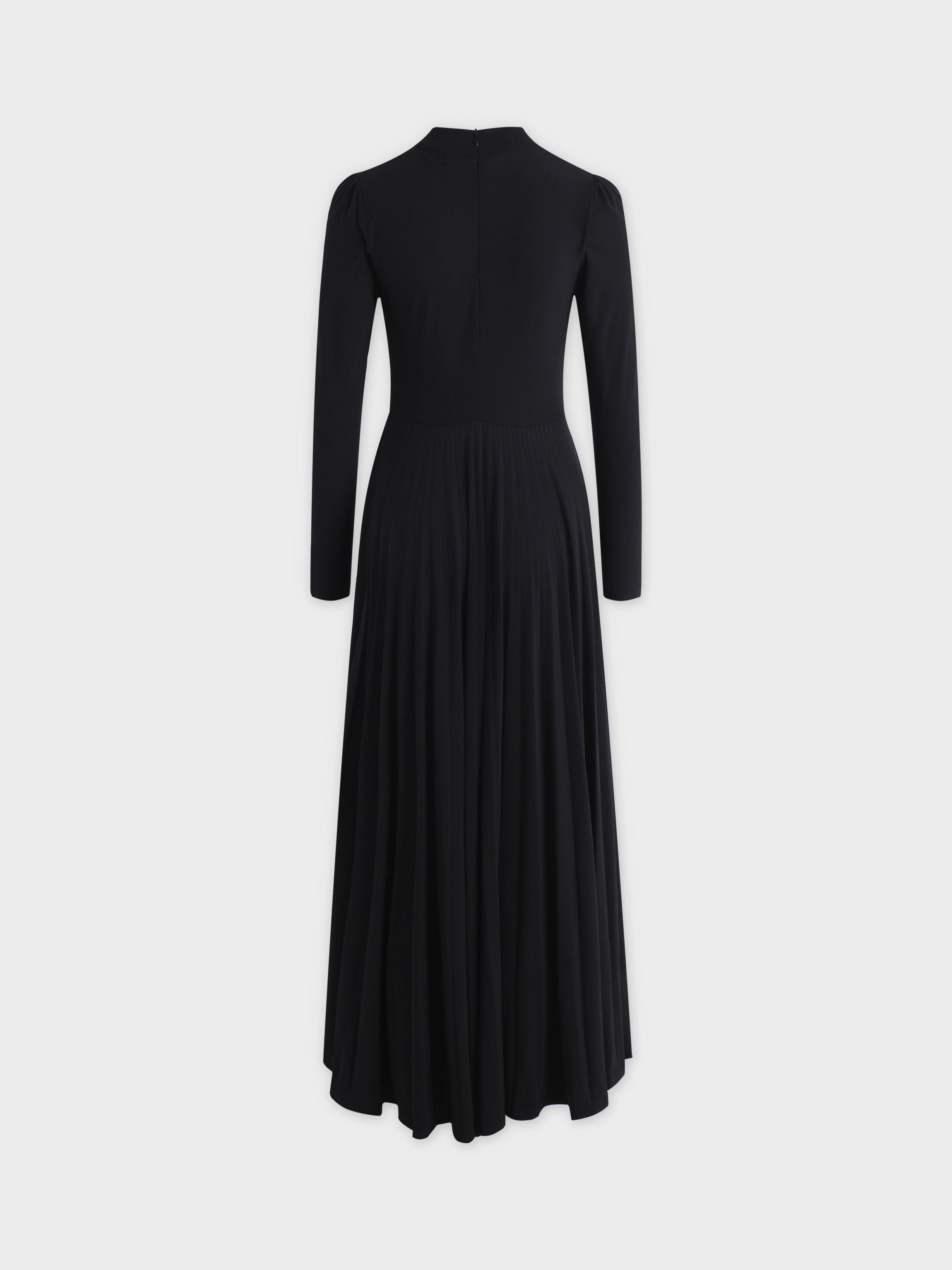 Front Knot Pleat Dress 50"-Black