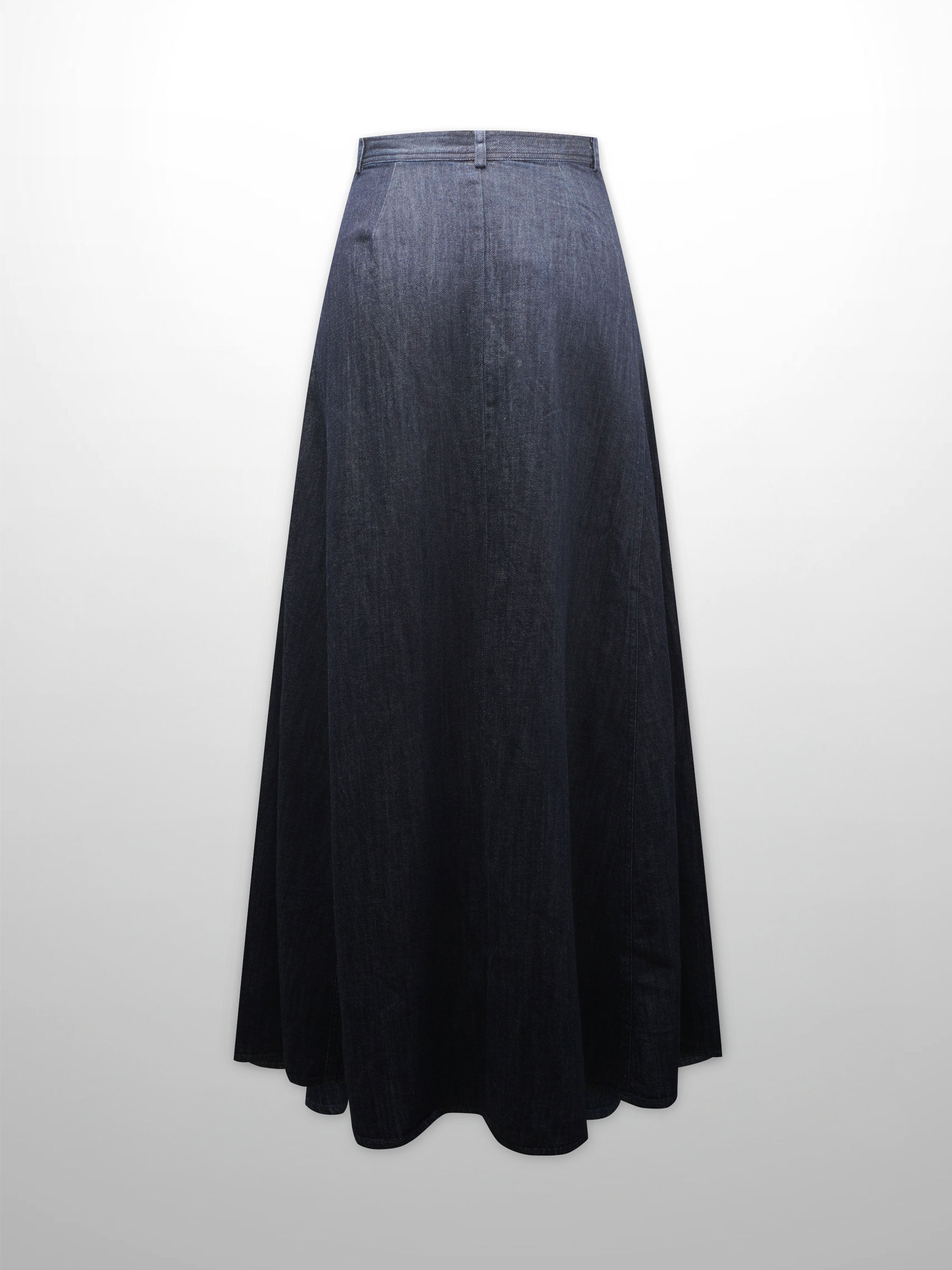Denim Yoke Circle Skirt-Dark Blue