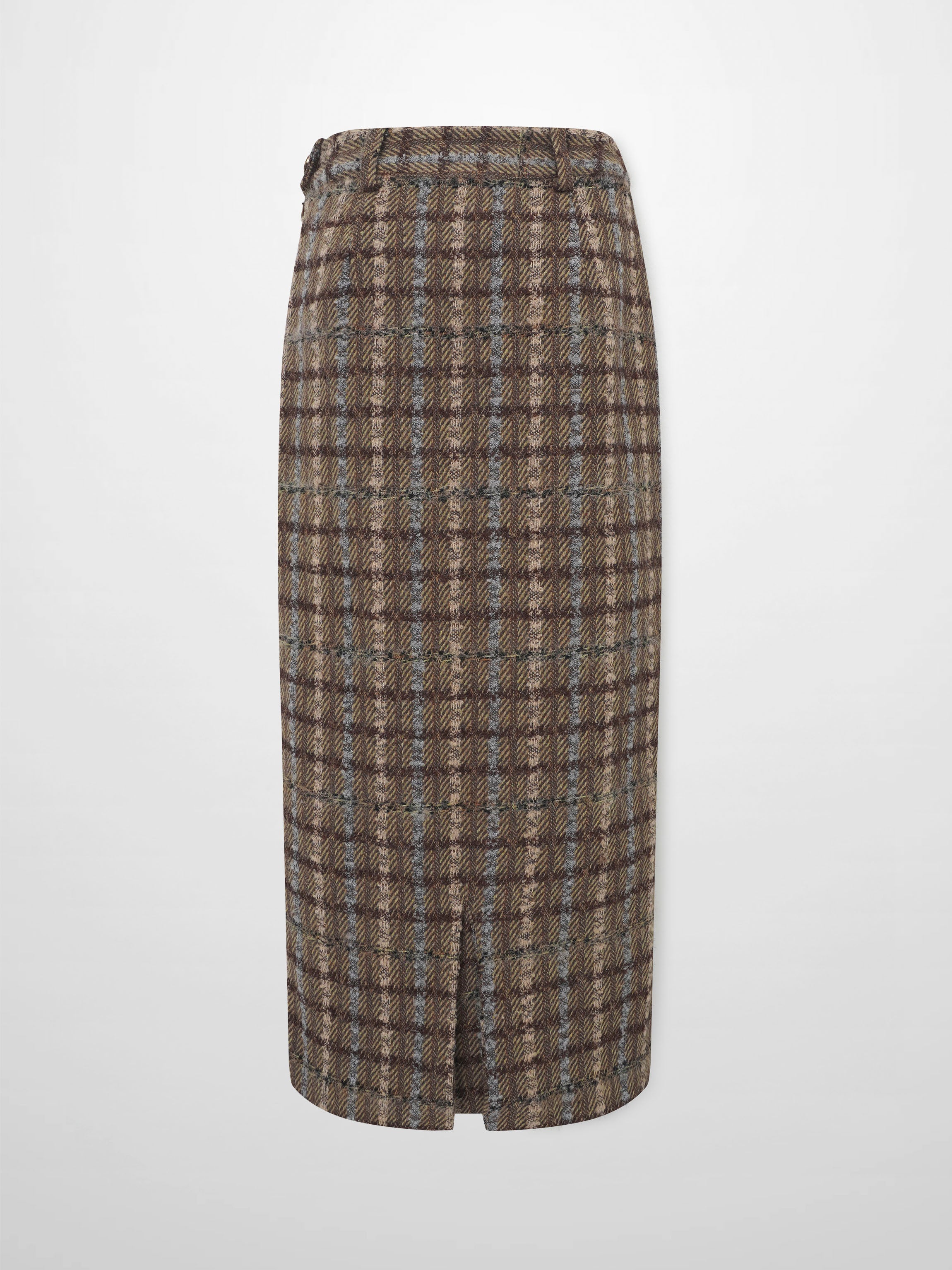 Straight Maxi Skirt - Camel Plaid