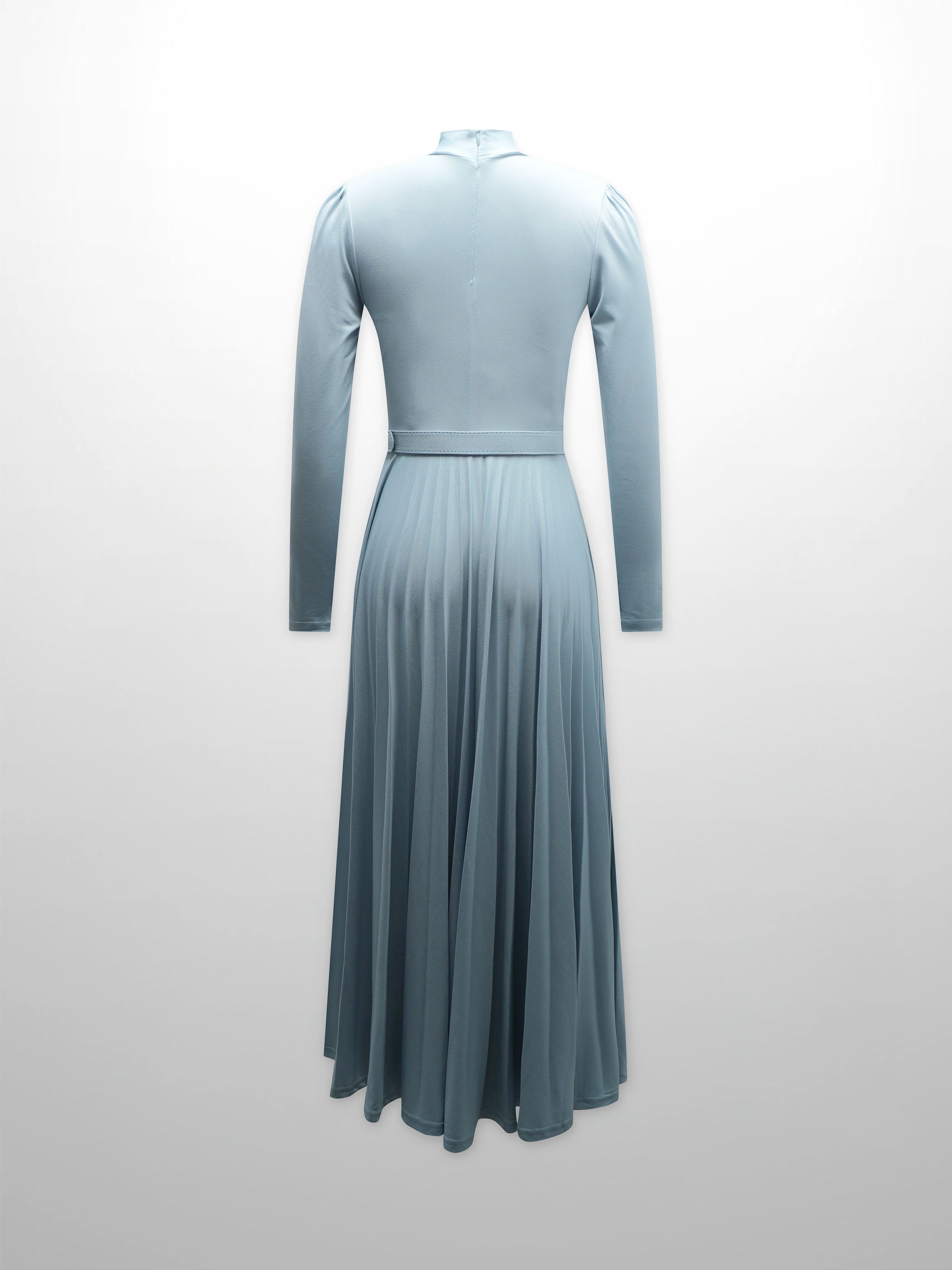 Front Knot Pleat Dress 50"-Baby Blue