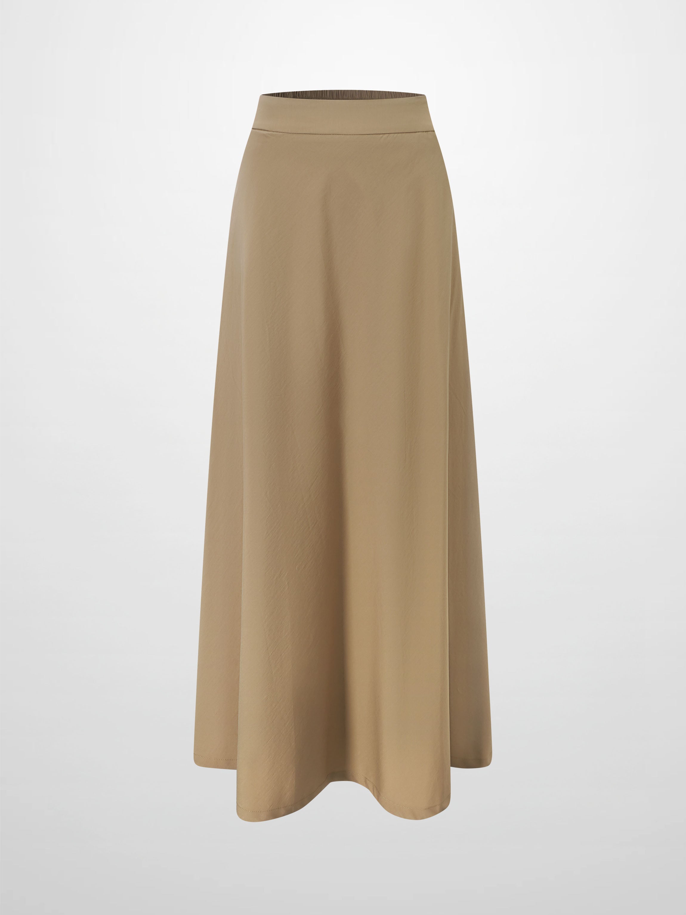 Elastic Back Maxi Cotton Blend Skirt-Mocha Mousse