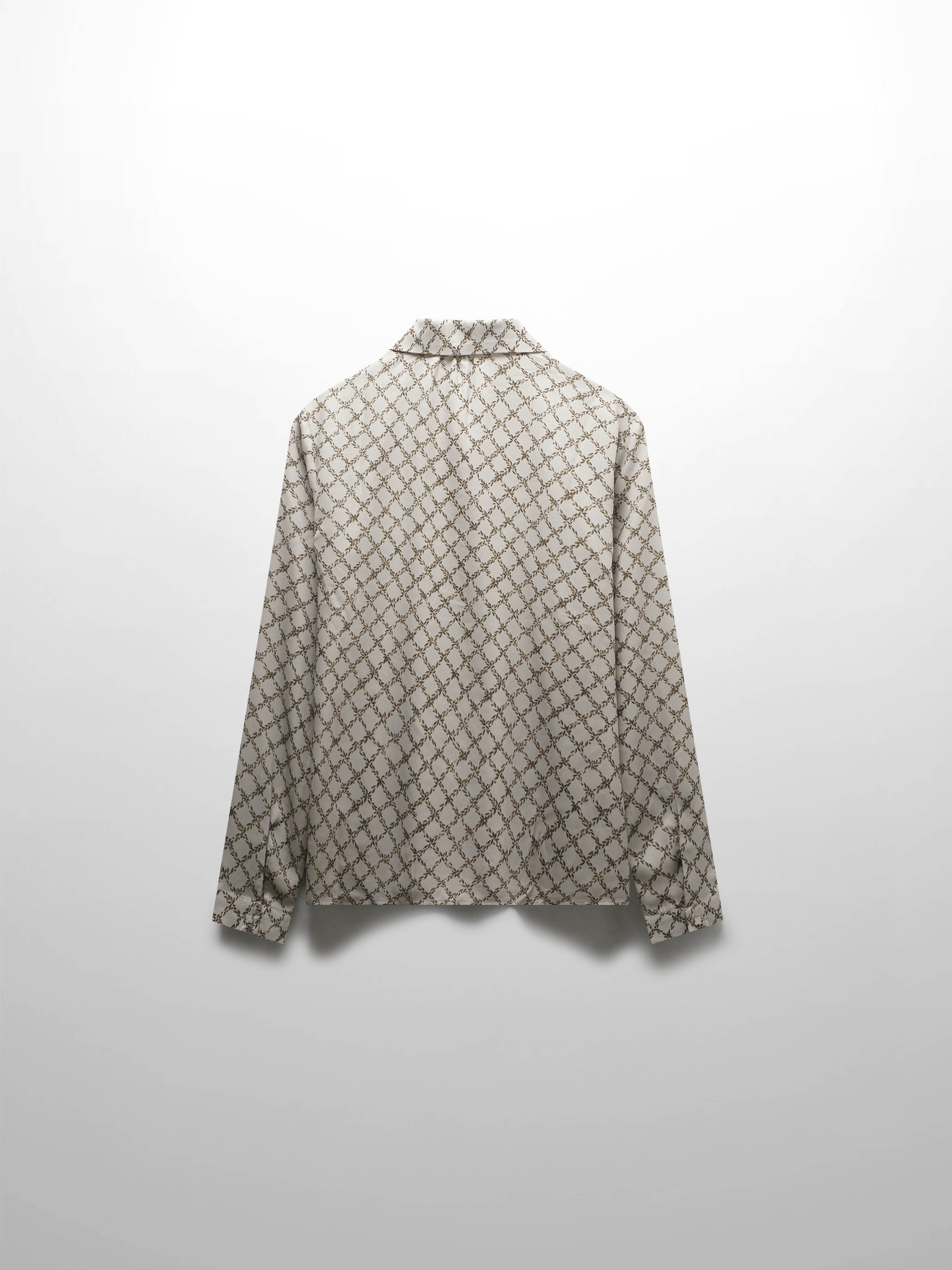 Printed Button Down Blouse-Diamond Leaves