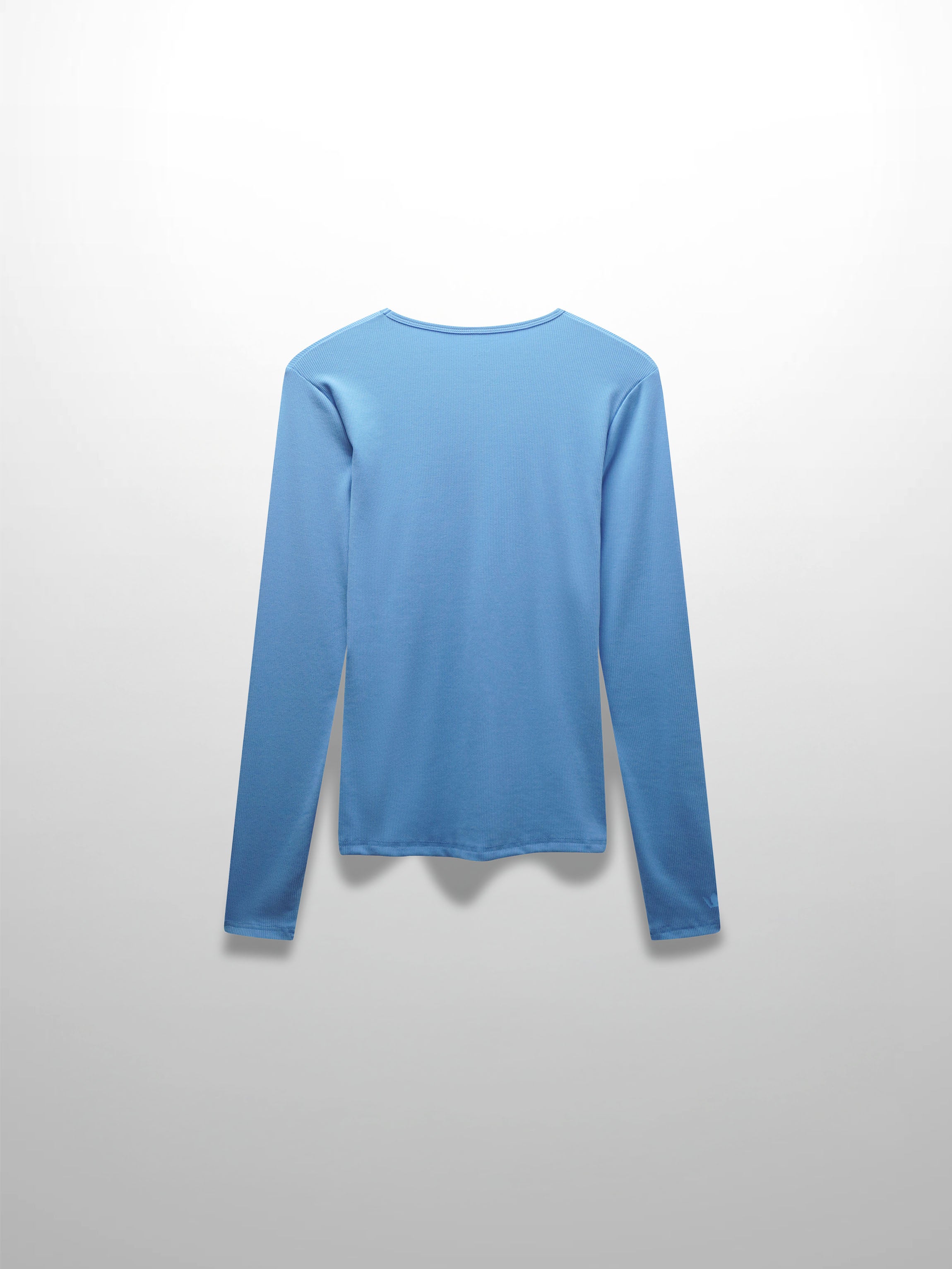RIBBED HIGH V TEE LS-PERIWINKLE BLUE