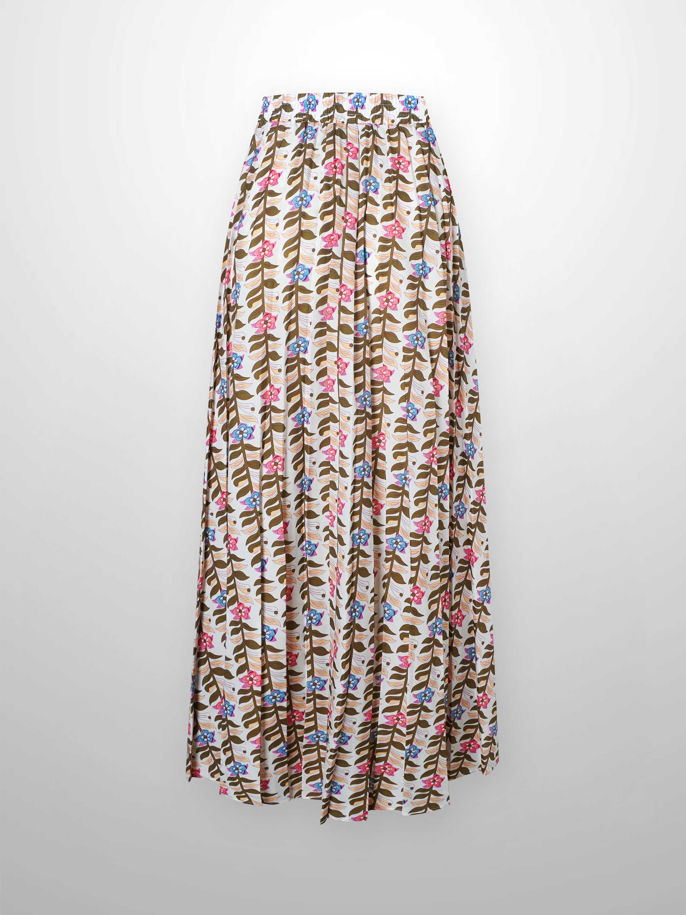 Covered Band Pleated Skirt 37"-Floral Vines