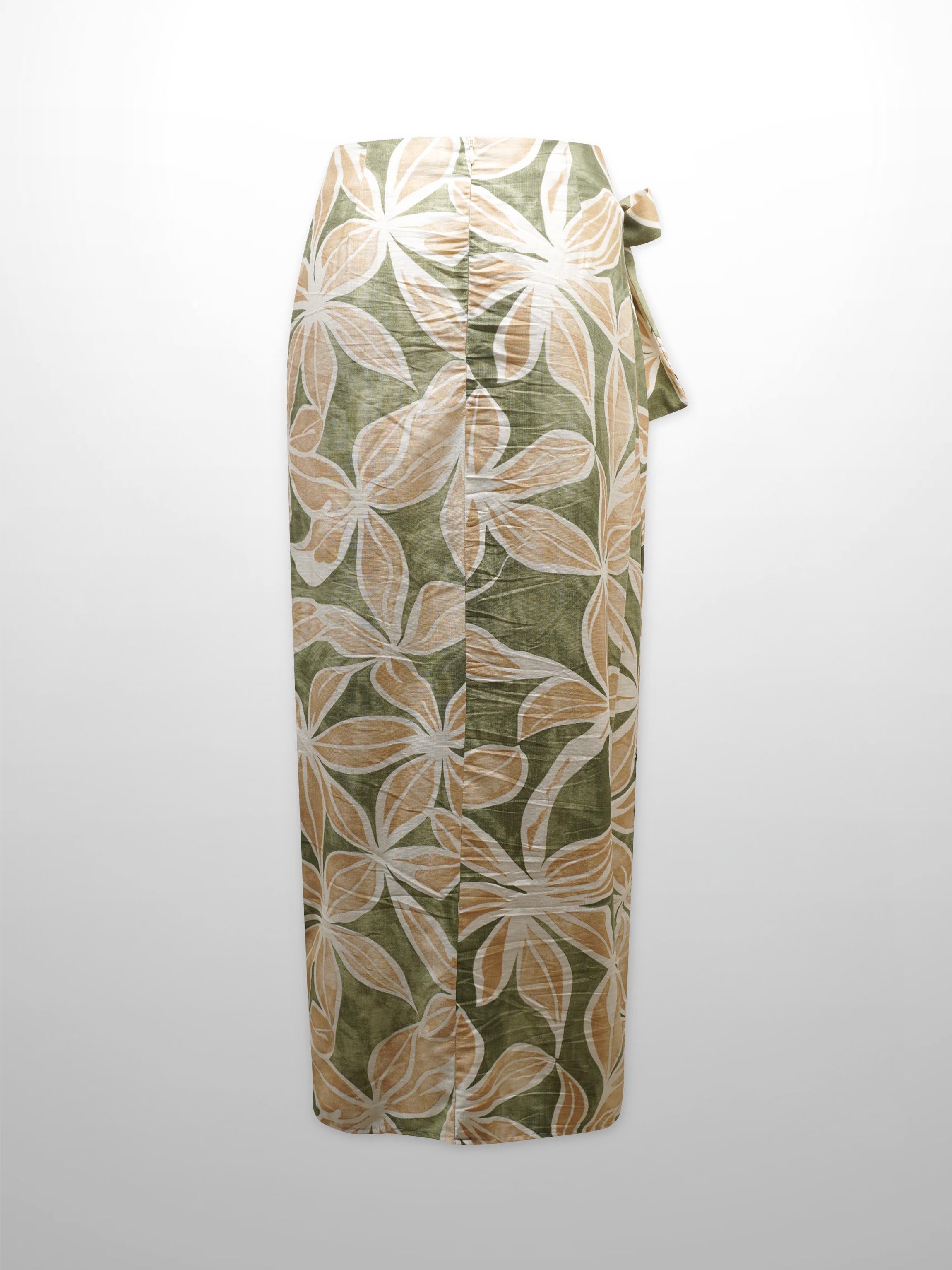 Side Tie Faux Wrap Skirt-Geo Floral