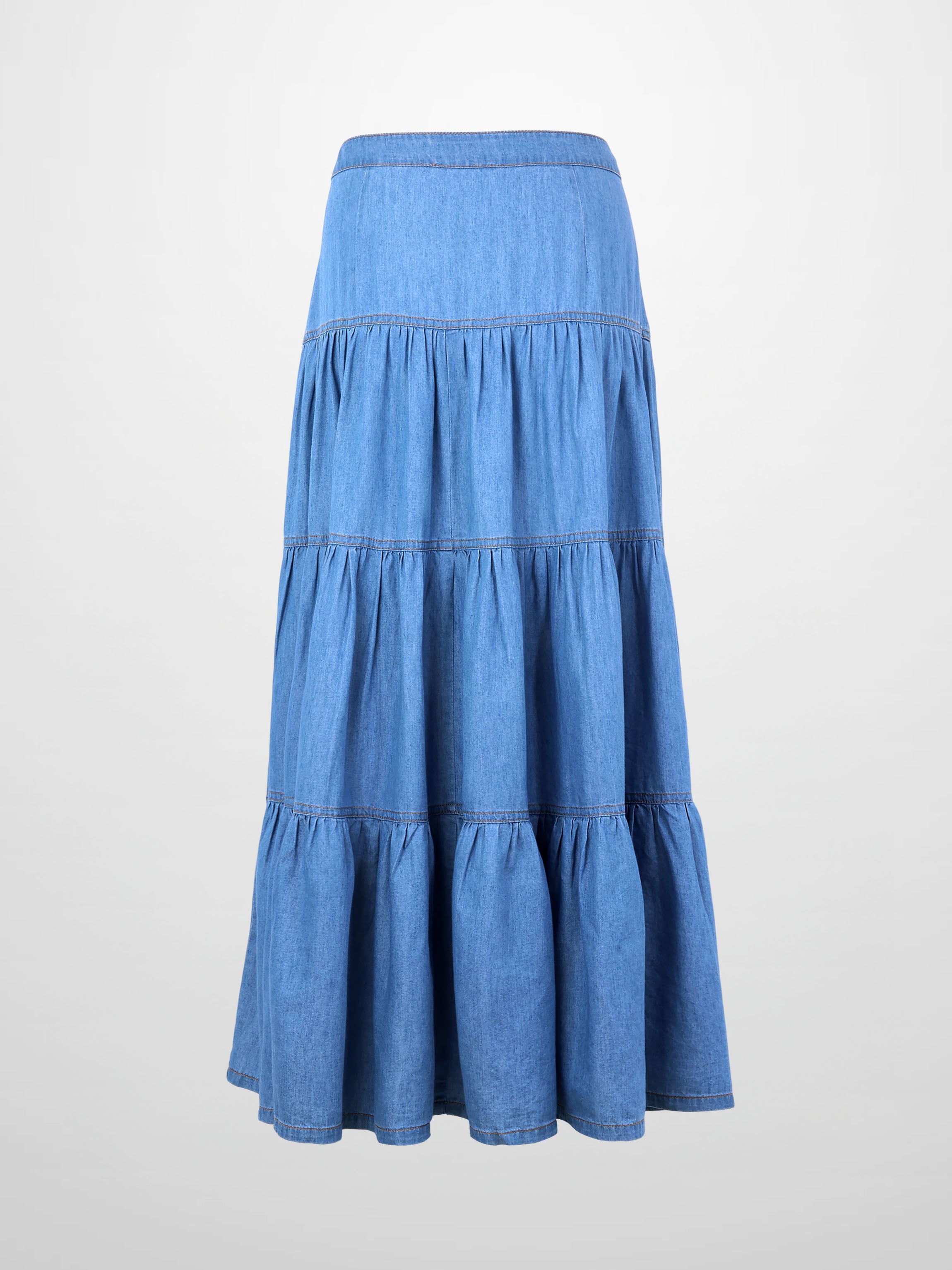 Button Prairie Denim Skirt-Blue