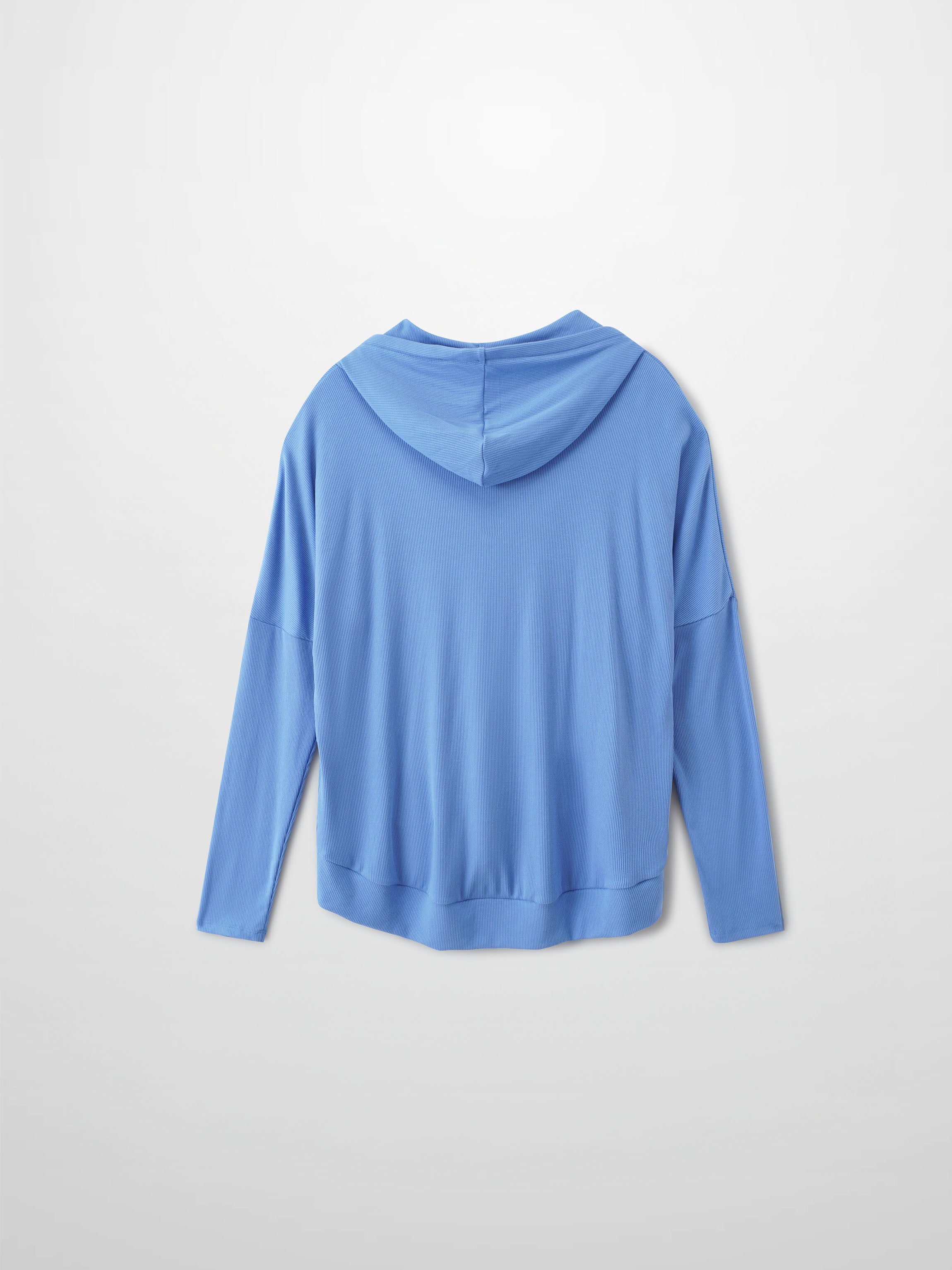 Ribbed Half Zip Hoodie Tee-Periwinkle Blue
