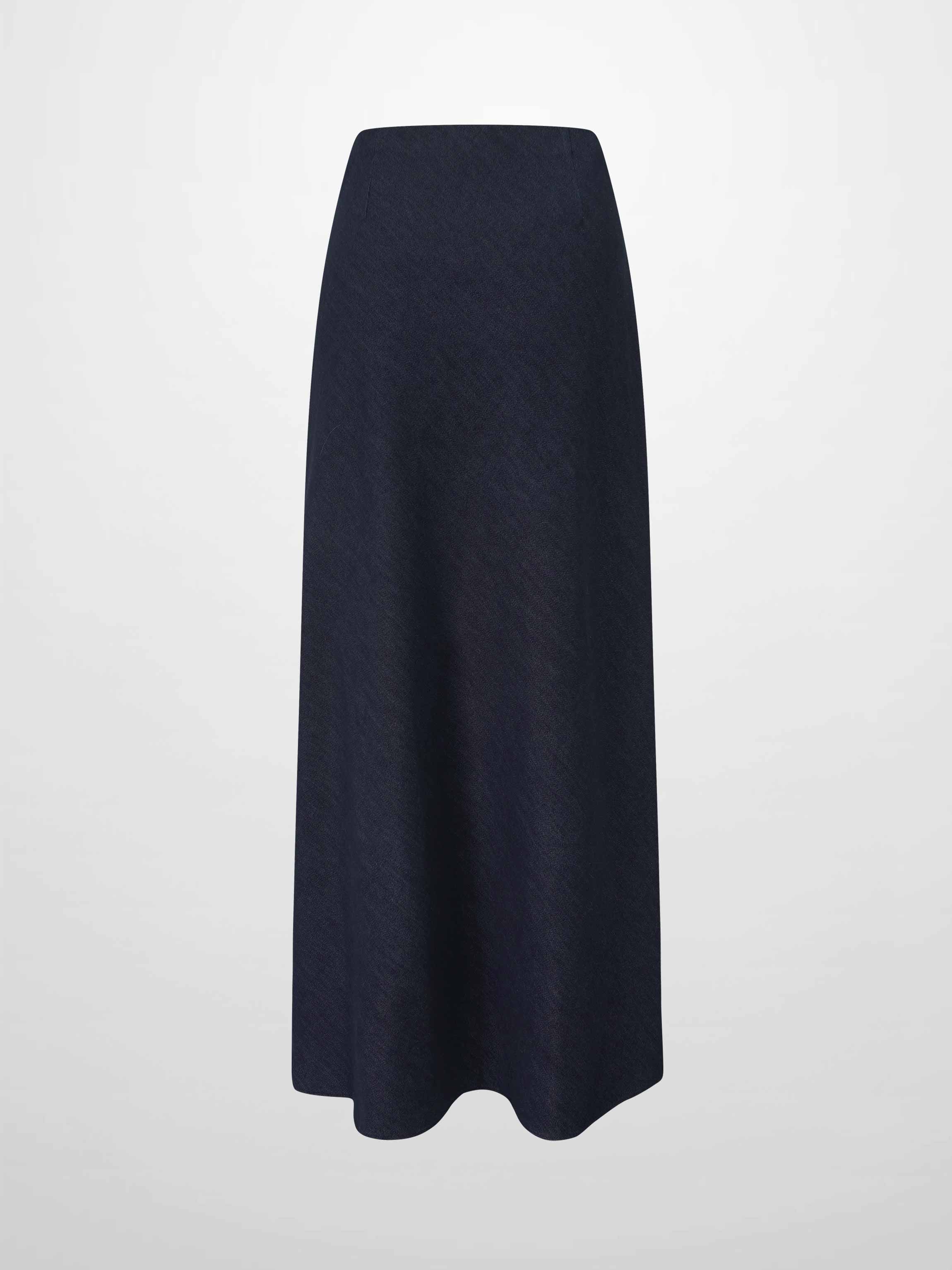 Classic Denim Skirt 37"-Dark Blue