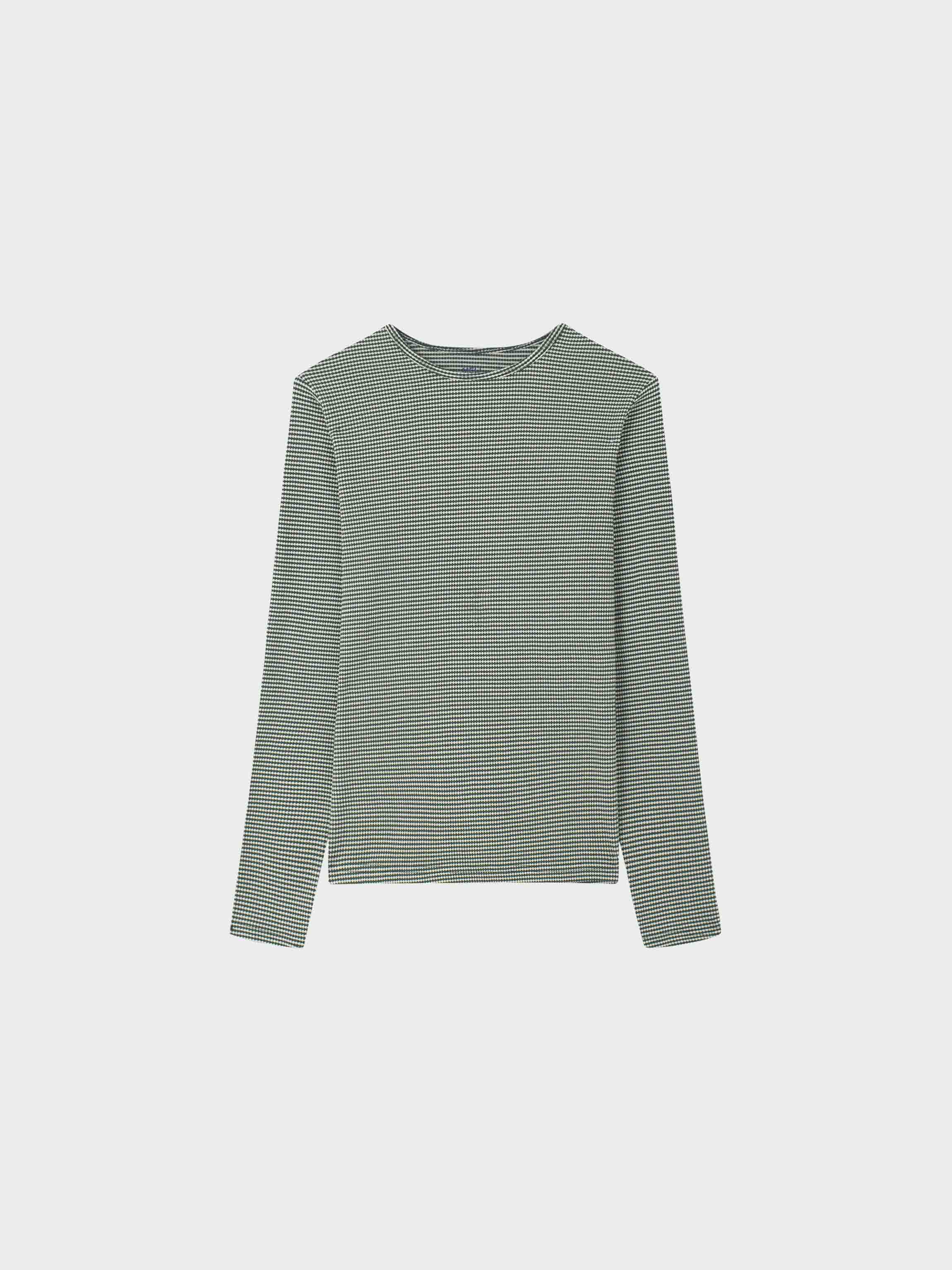 Waffle Striped Crew Tee-Green/White