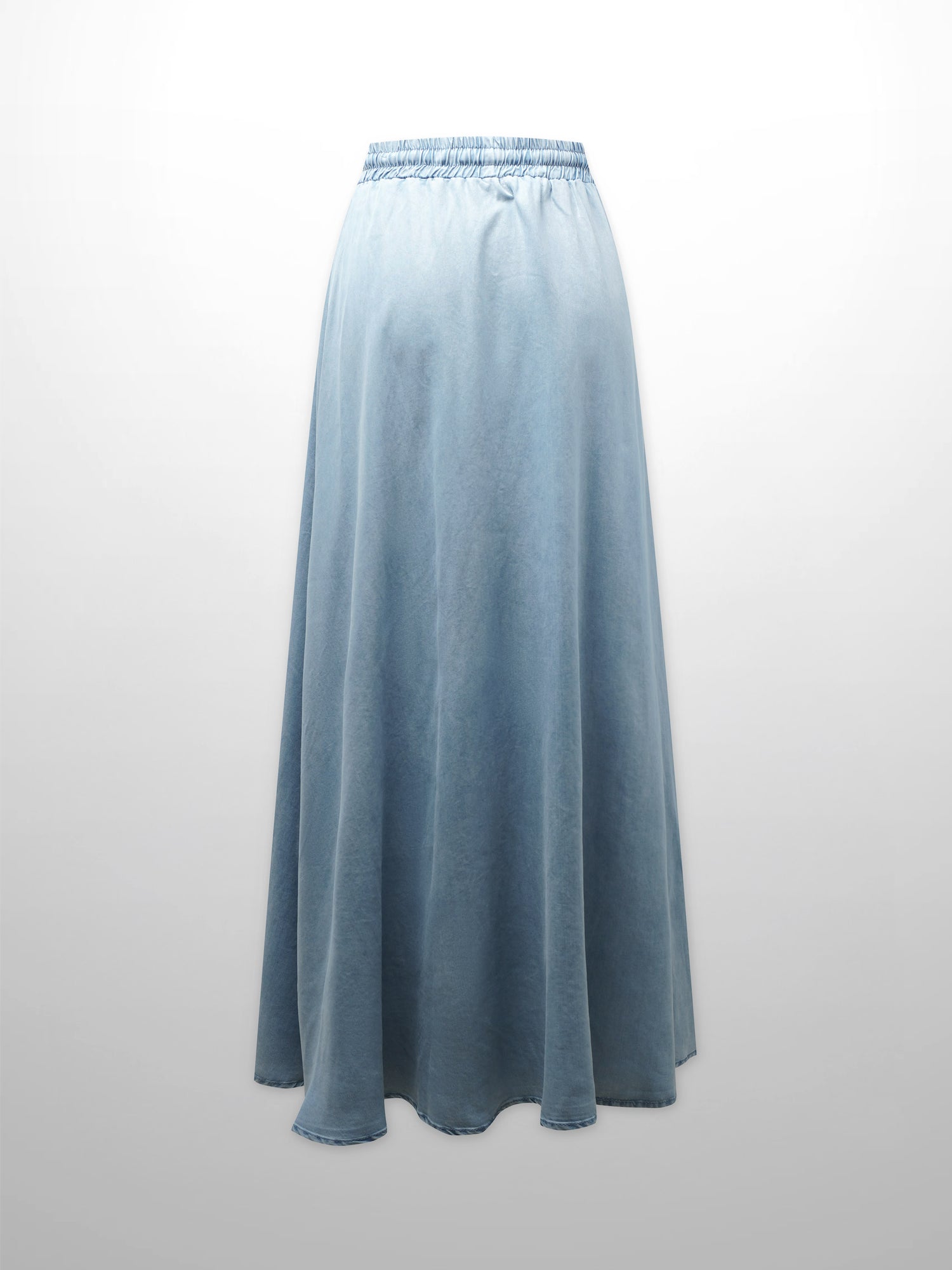 Drawstring Circle Skirt-Light Blue Denim