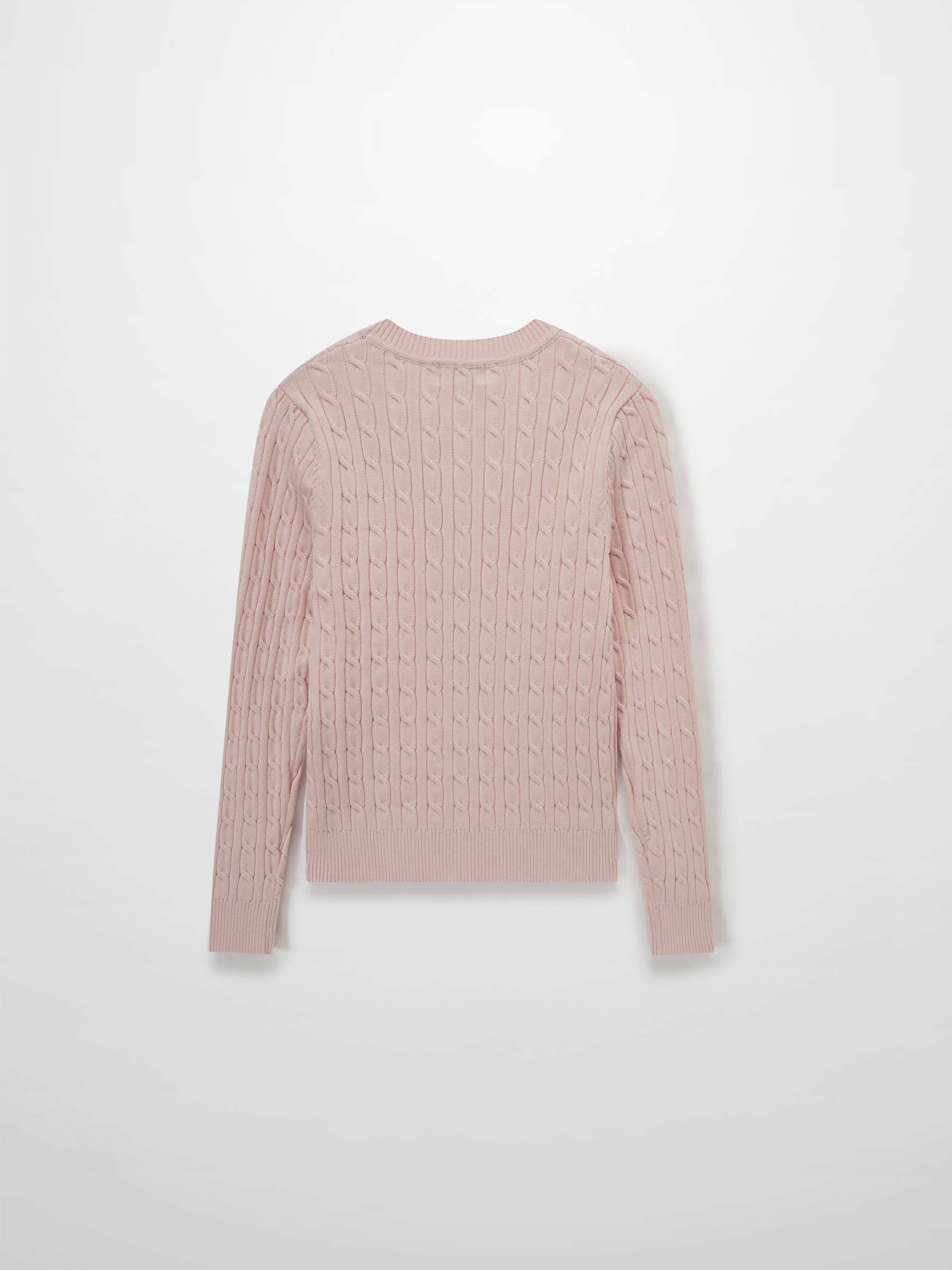 Crew Neck Cable Sweater-Bone
