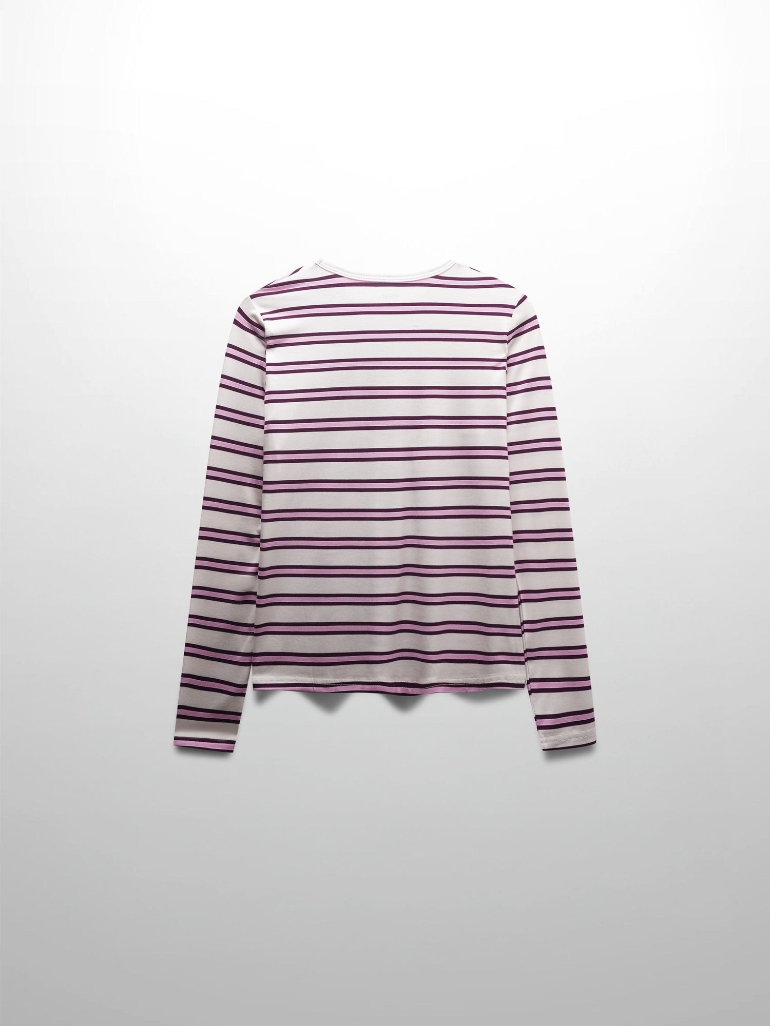 Flat Striped High V Long Sleeve-Raspberry/Pink