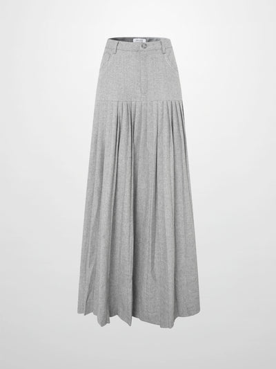 Pleat Bottom Yoke Skirt - Black/Grey