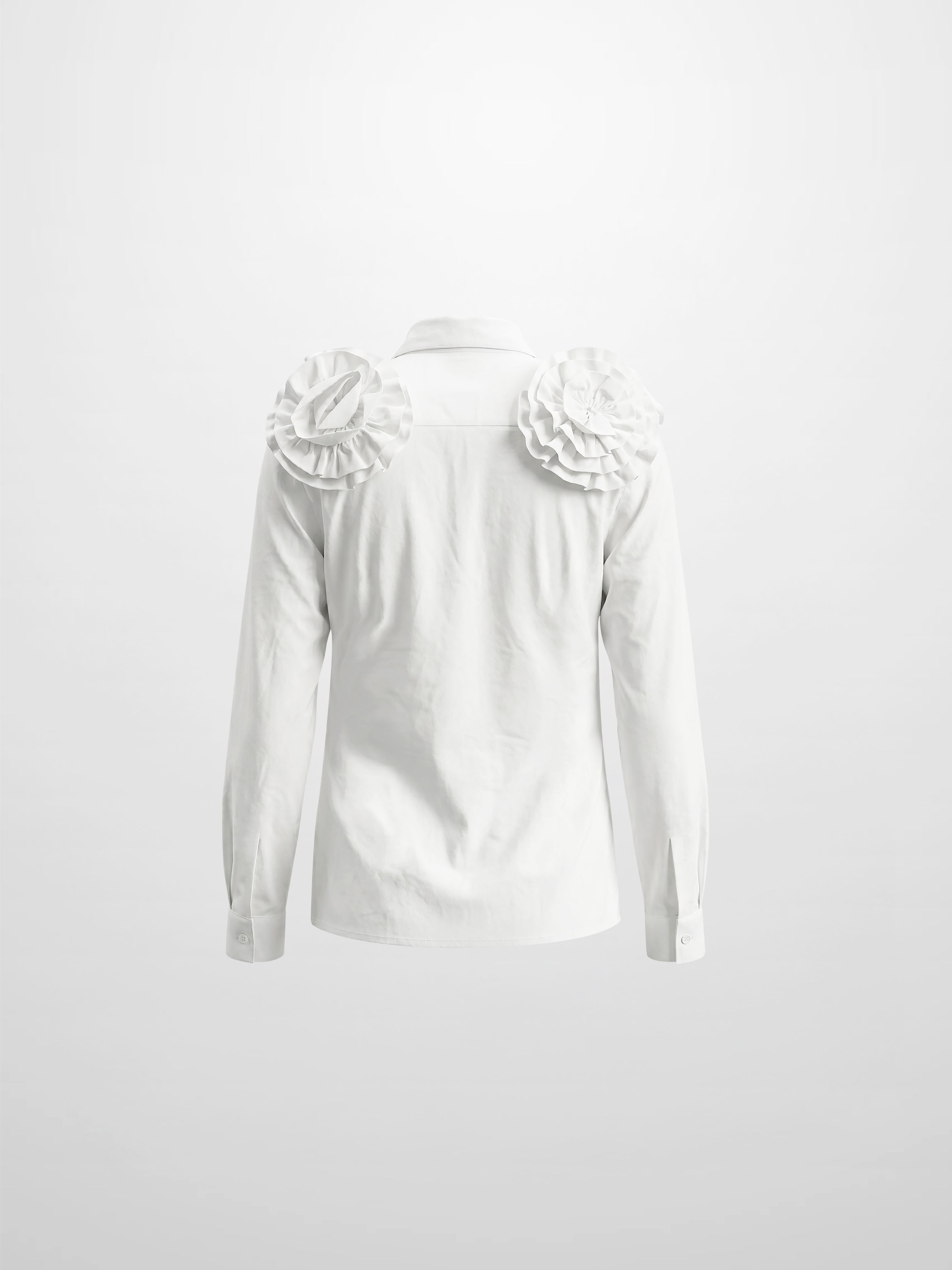 Flower Detail Cotton Blouse-White
