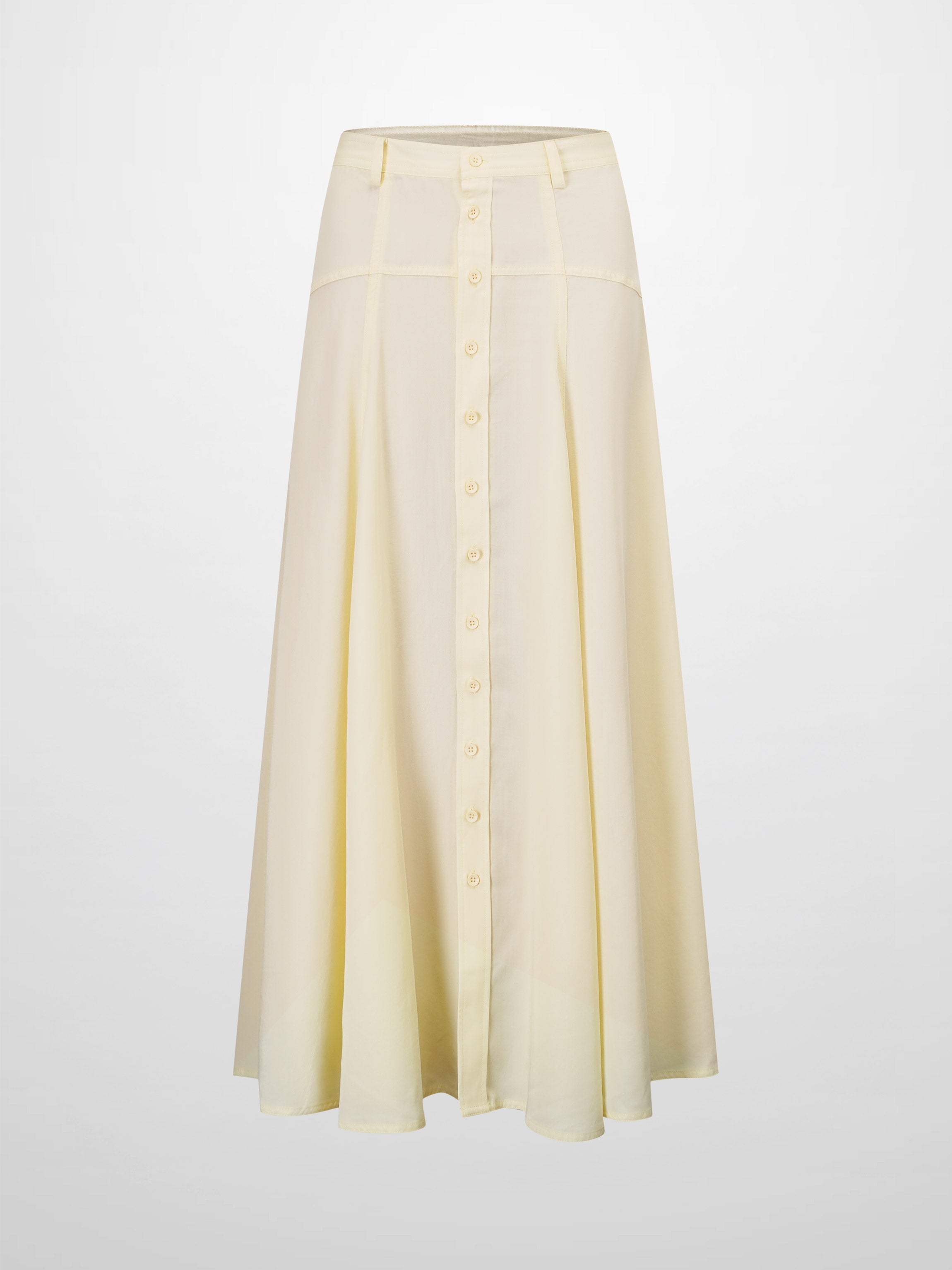 Tencel Yoke Button Down Skirt-Butter Yellow