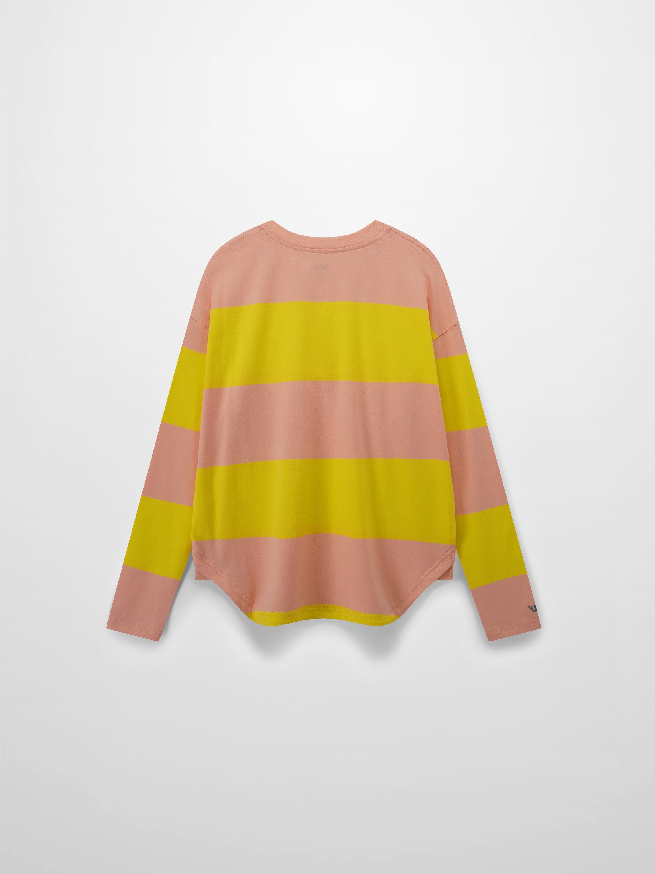 Oversized Rounded Hem T-Shirt-Peach/Yellow