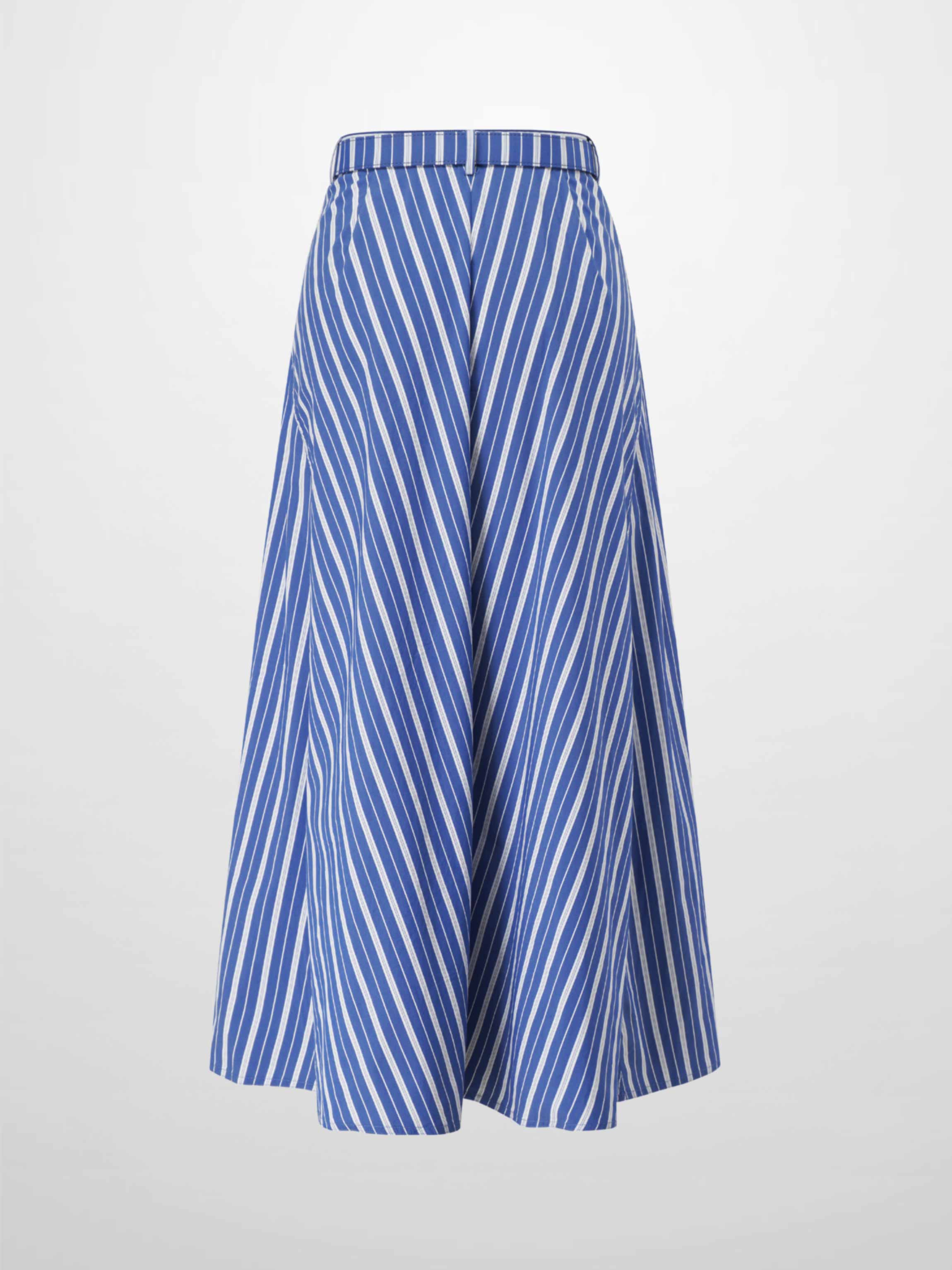Button Down Yoke Circle Skirt-Blue Stripe