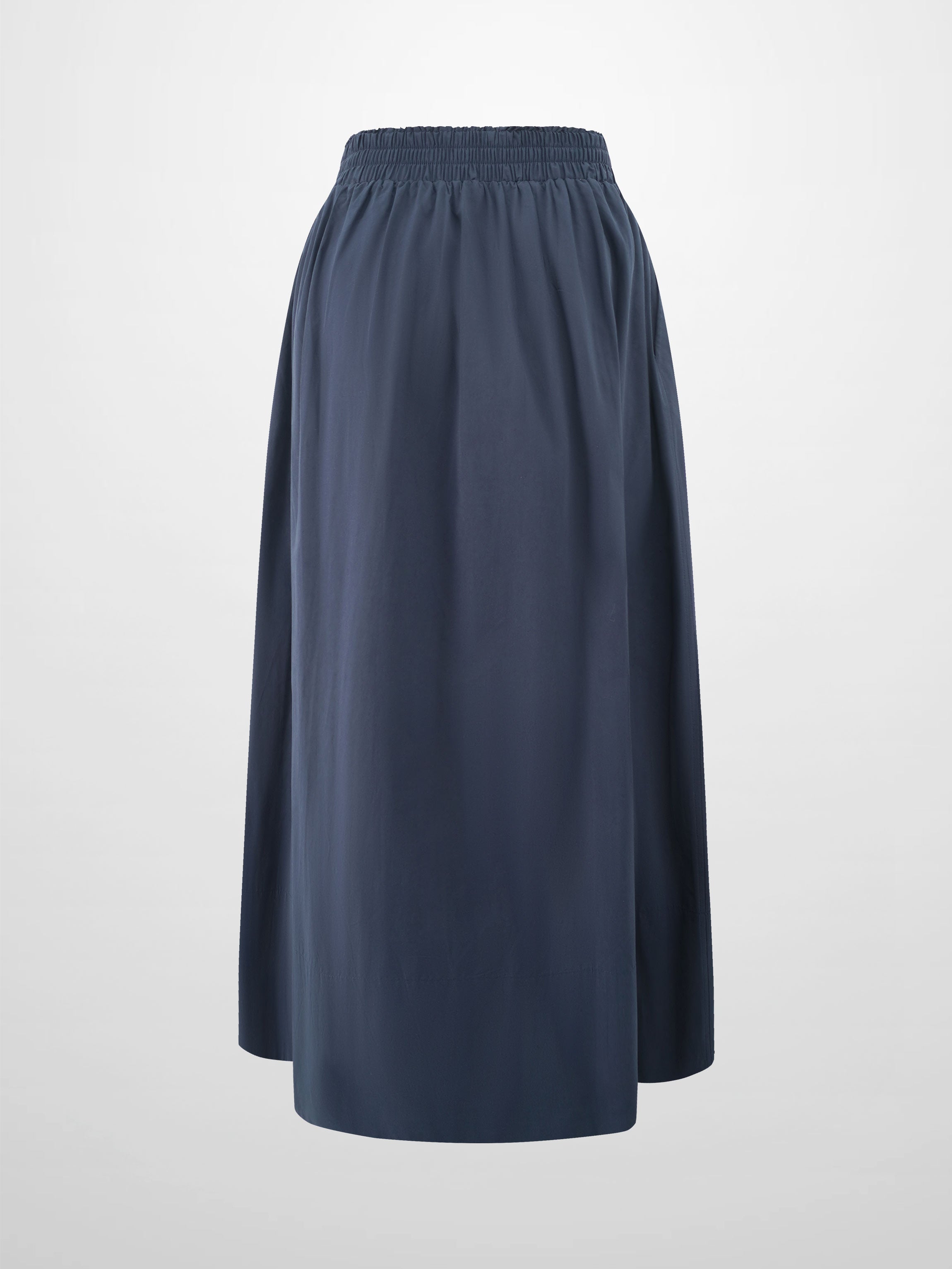 Elastic Waist Gathered Skirt-Navy