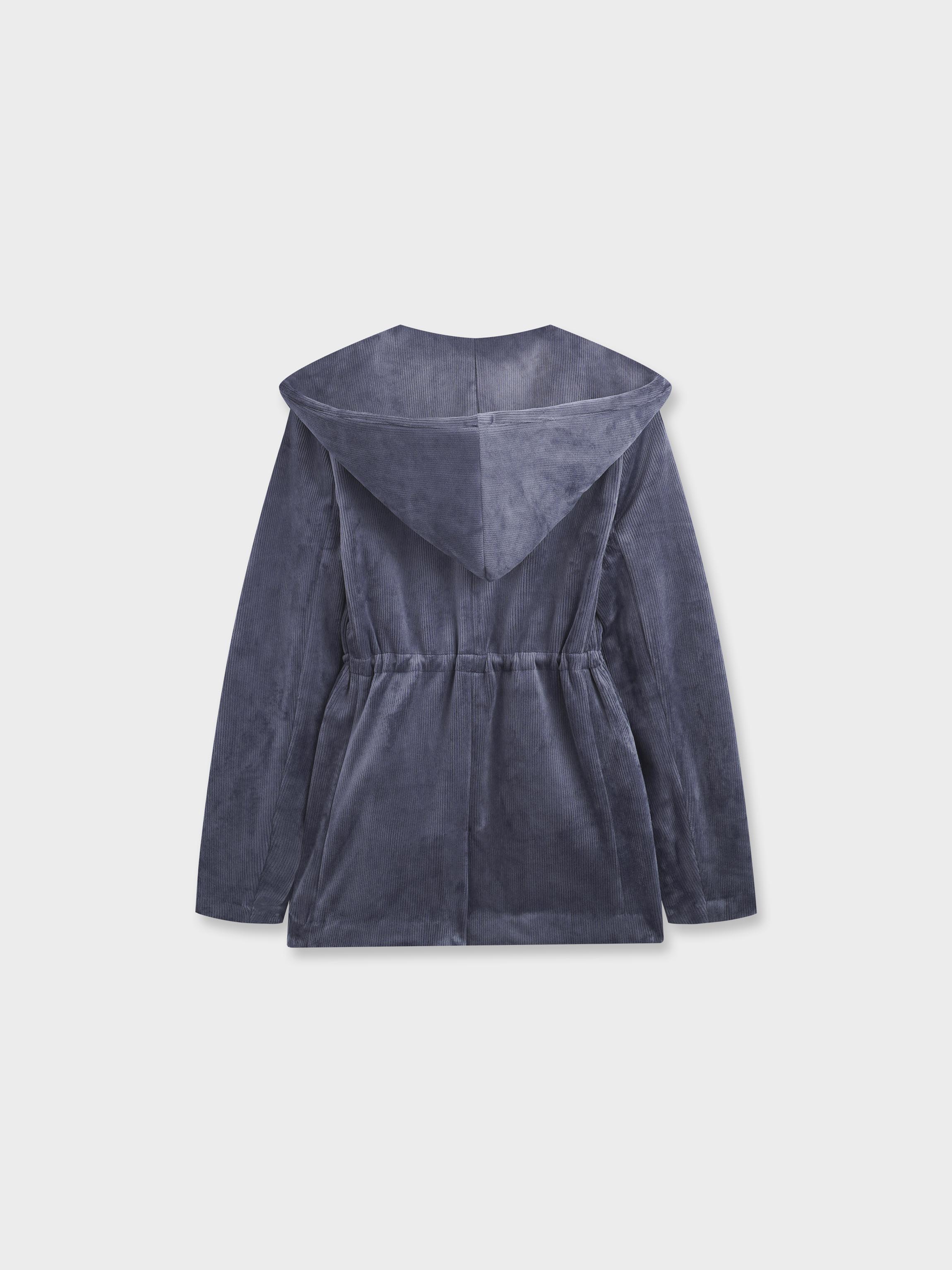 Velour Ribbed Blazer-Grey
