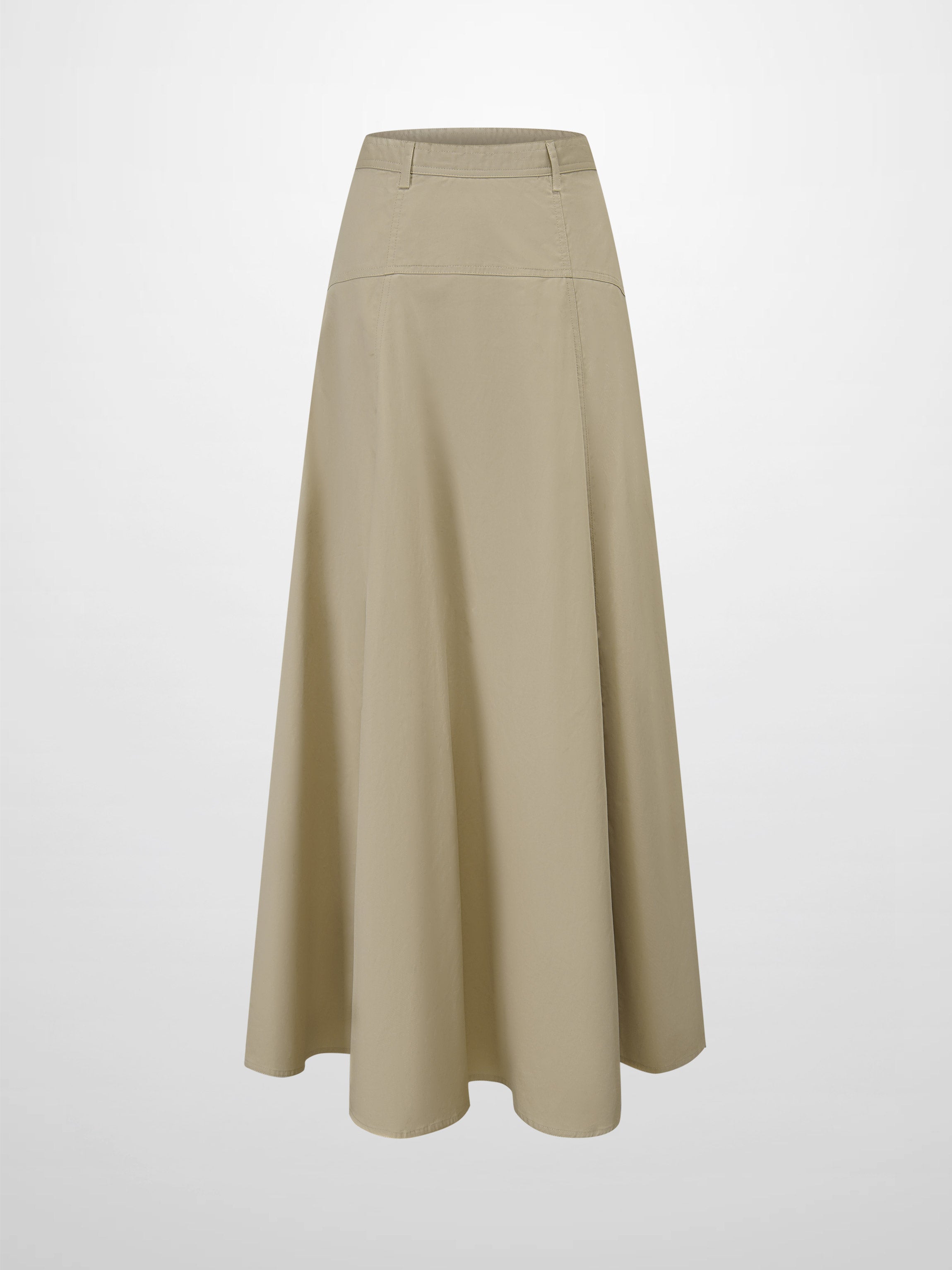 Cotton Yoke Circle Skirt-Tan