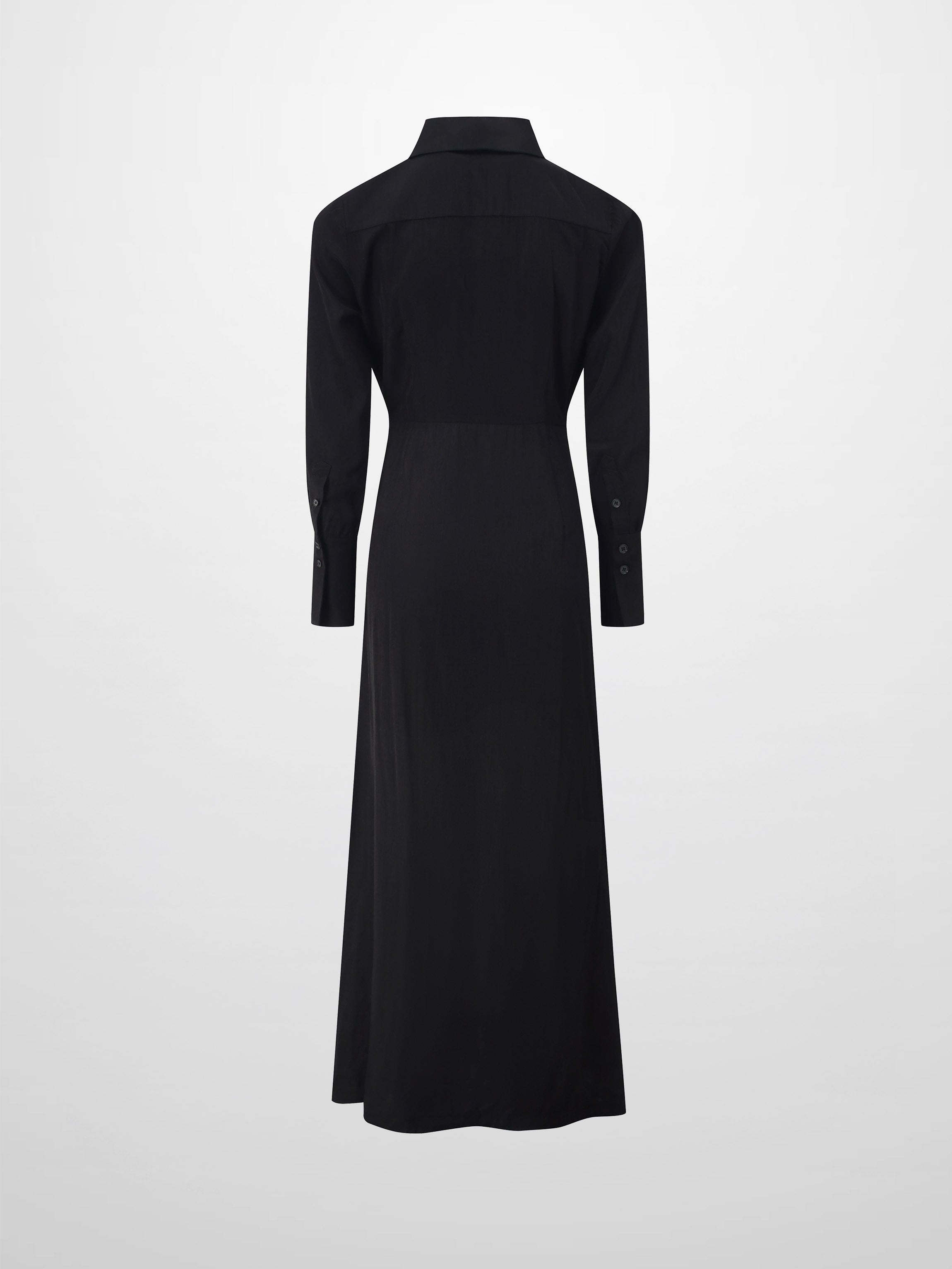 Crossover Side Pleat Dress-Black