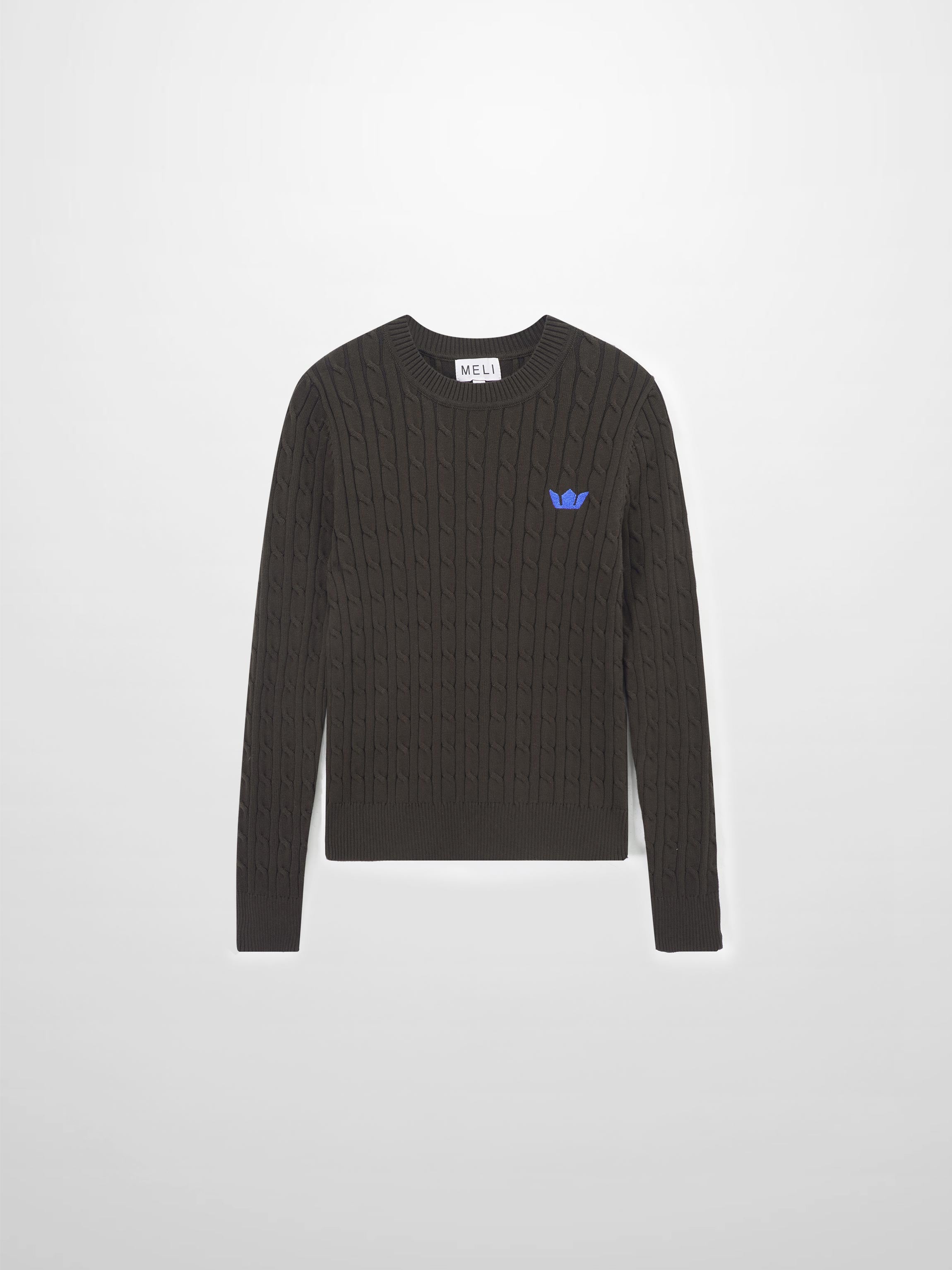 Logo Cable Sweater-Brown/Blue