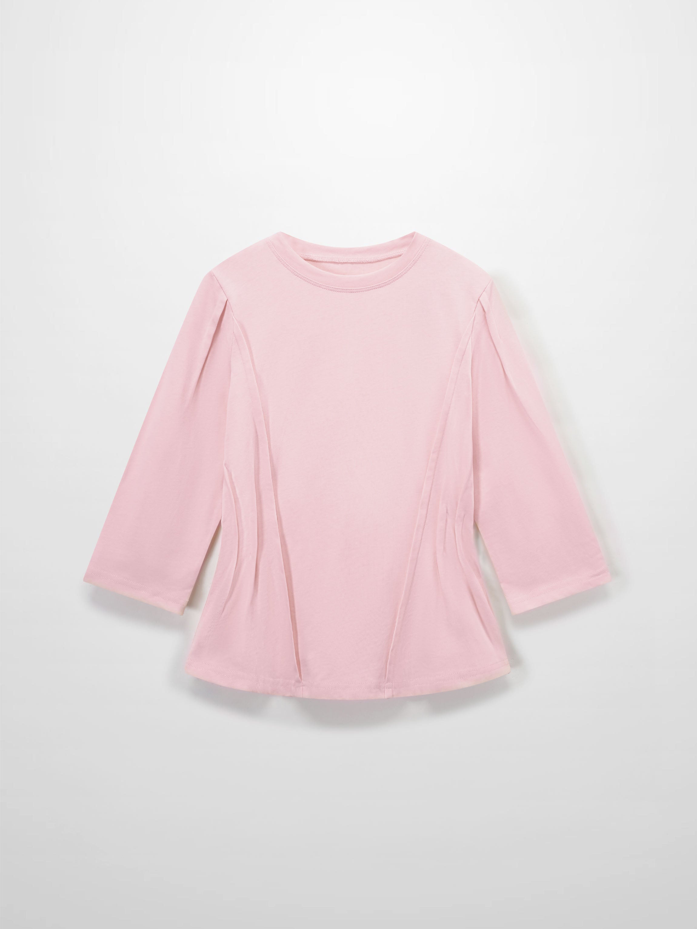 Pleat Seam T-shirt-Pink