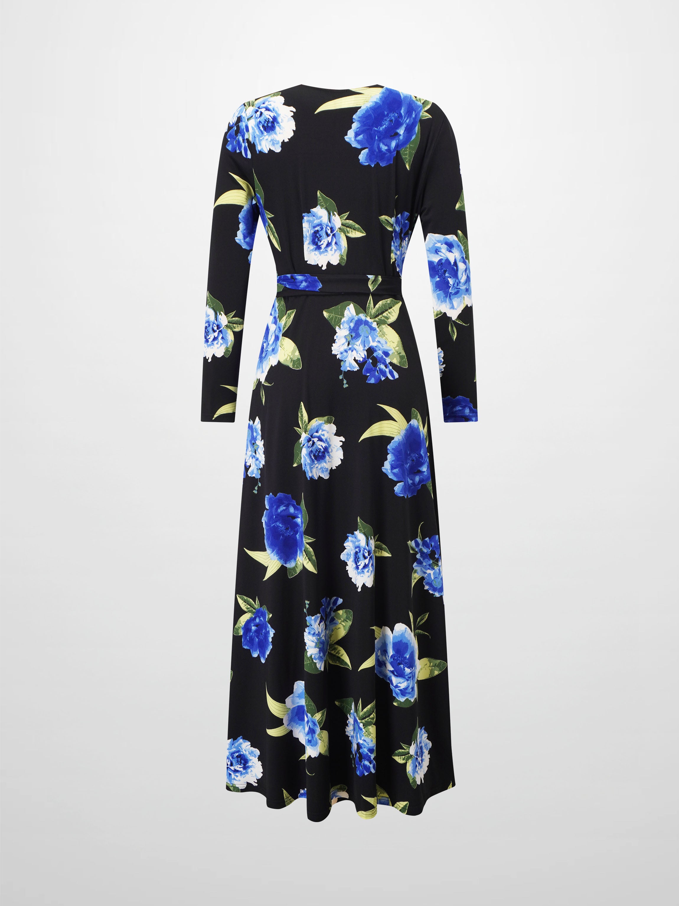 Maxi Wrap Dress-Blue Floral