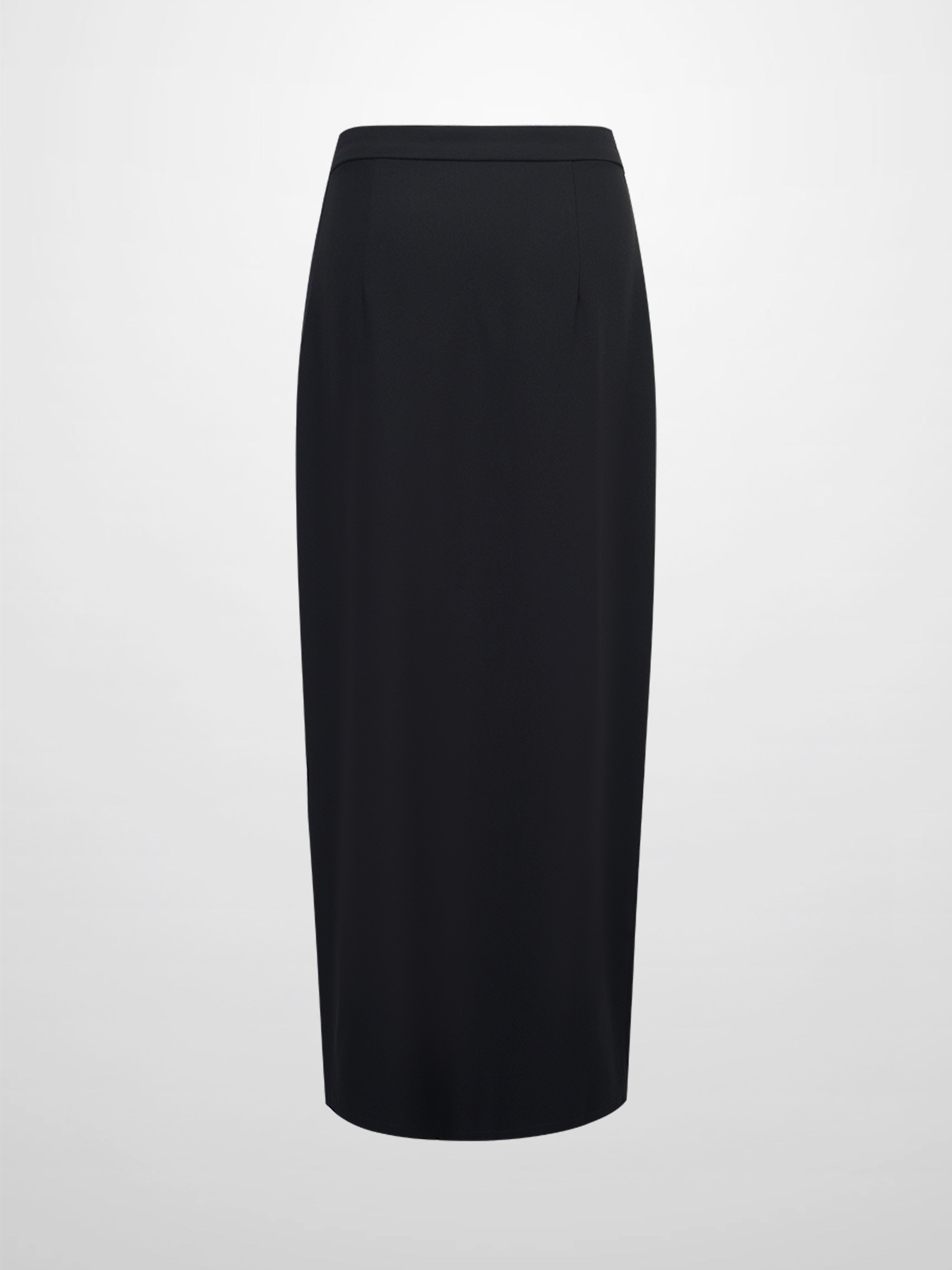 Gold Button Straight Pocket Skirt-Black