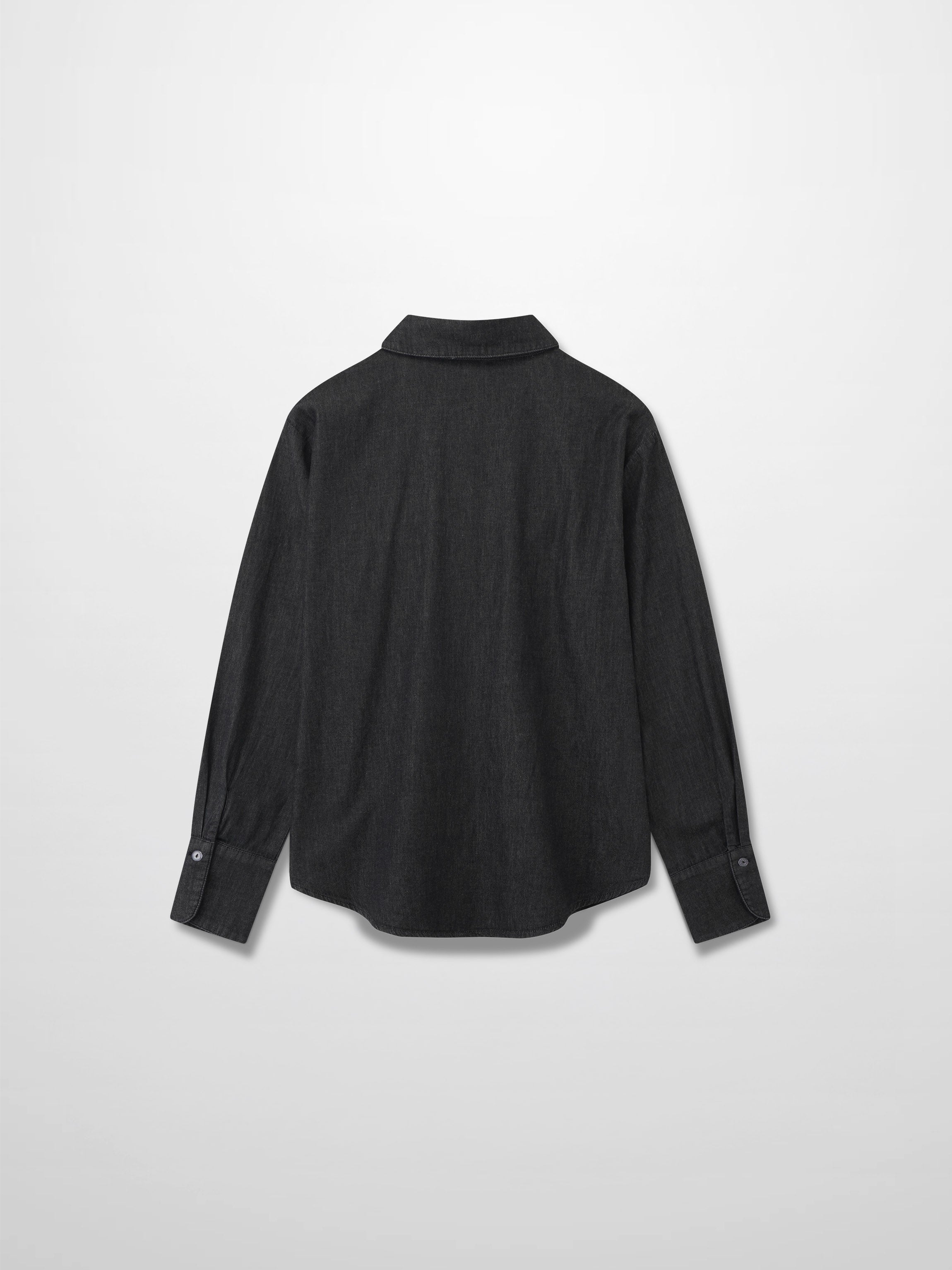 Denim Button Down Blouse-Black