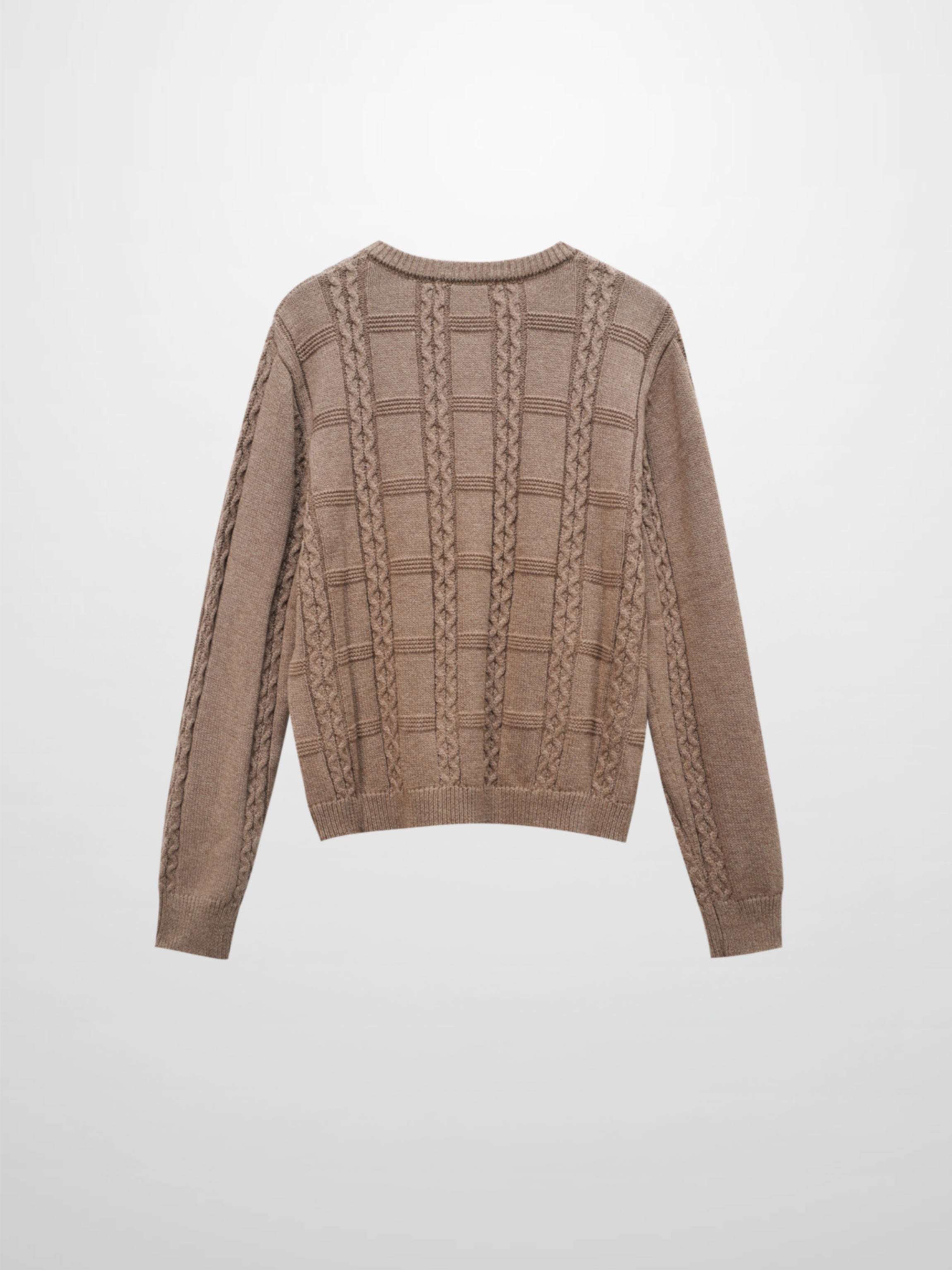 Cable Design Cardigan-Heathered Camel