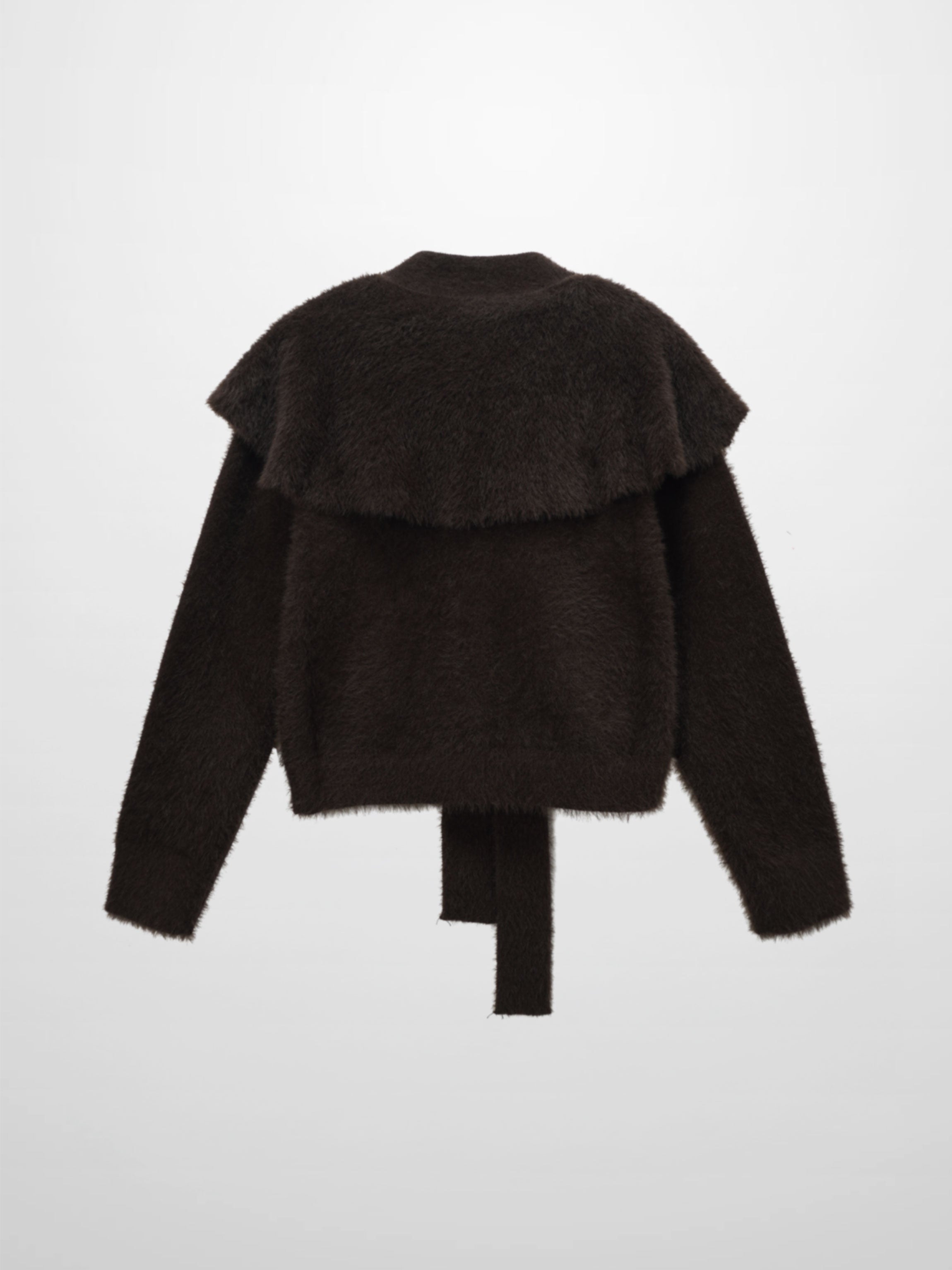 Mohair Shawl Collar Cardigan-Brown
