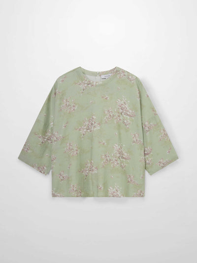 Linen Blend Crop Swing Top-Soft Floral