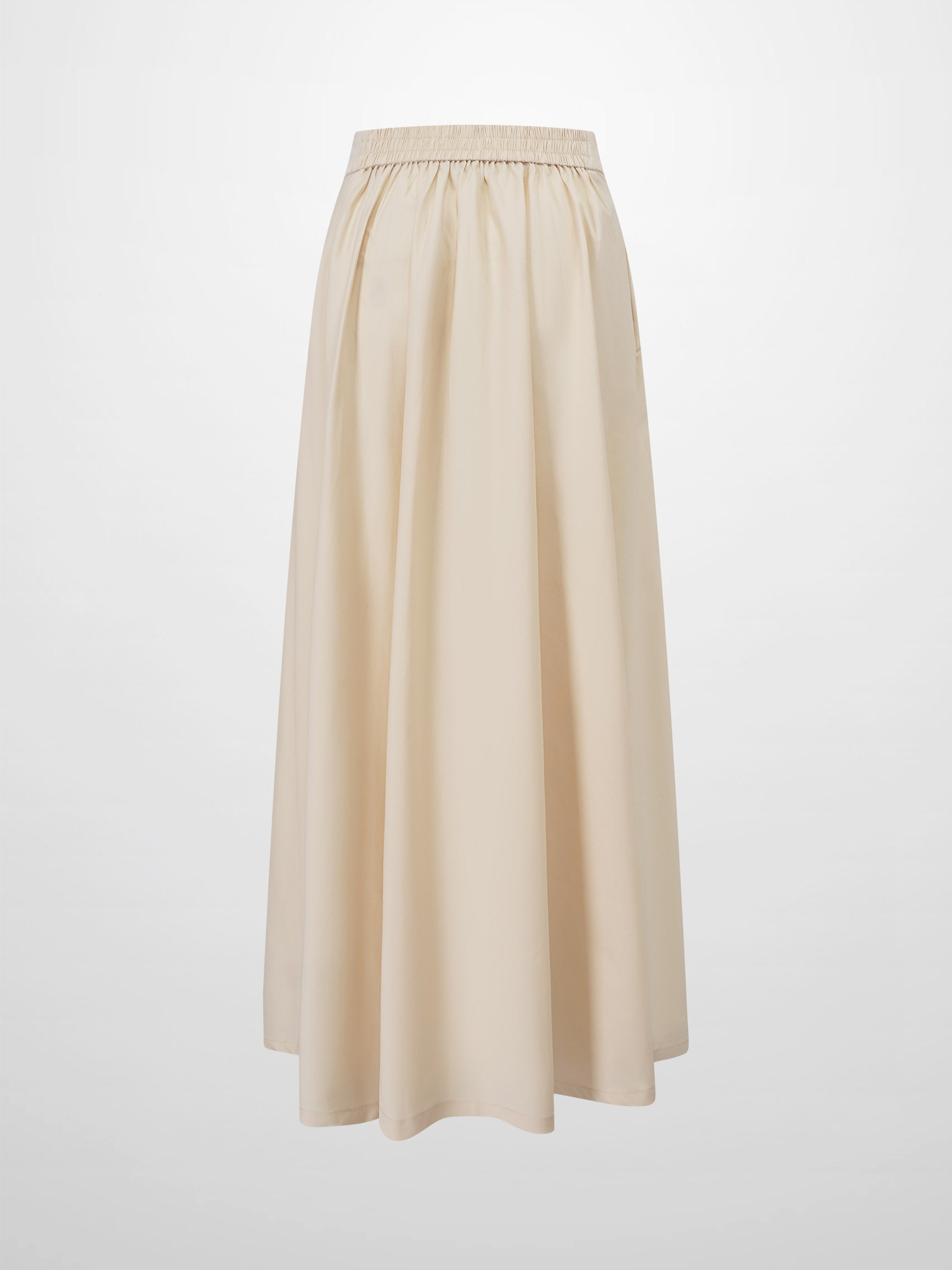 Elastic Back Maxi Cotton Blend Skirt-Bone