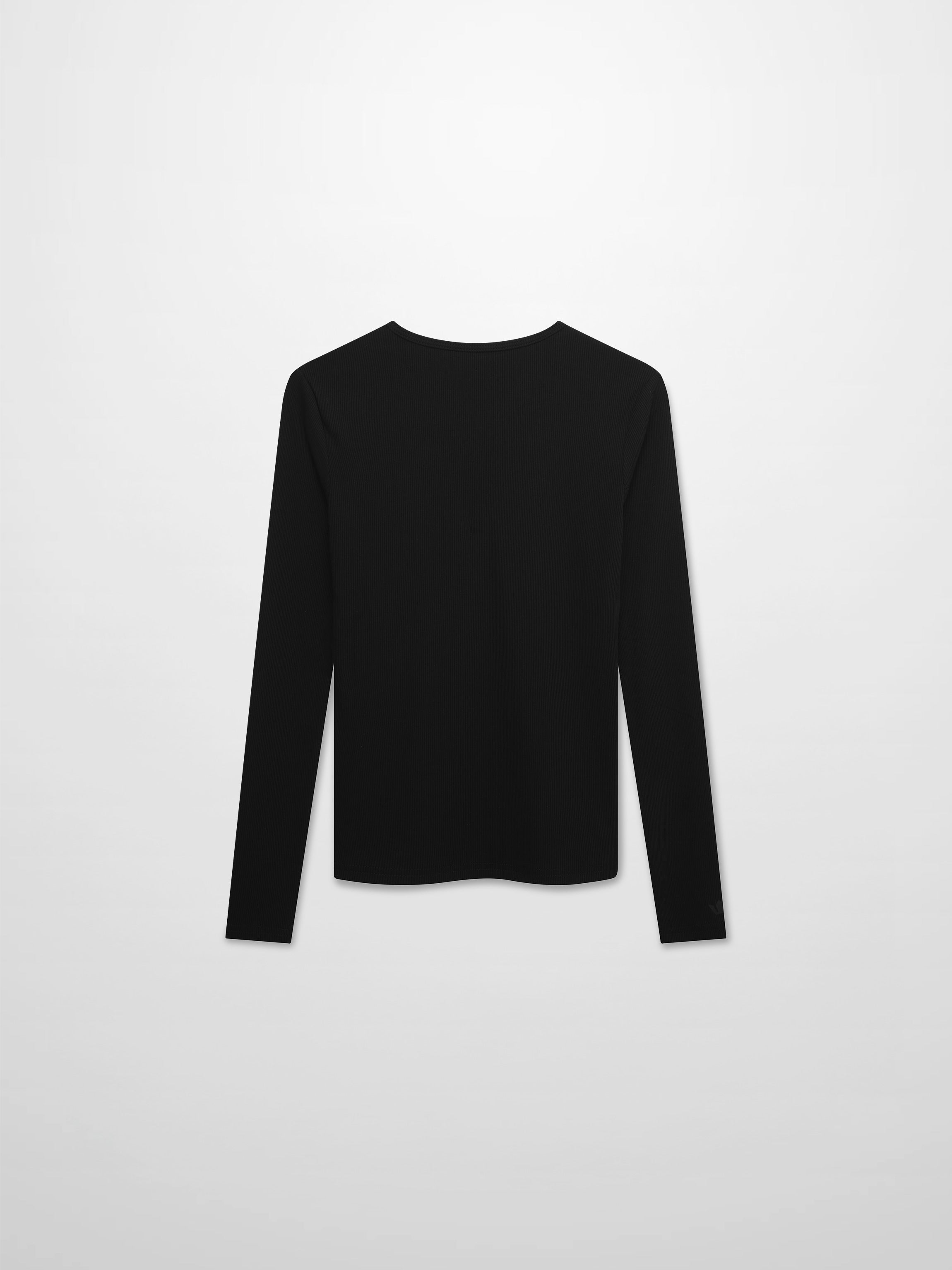 Soft Ribbed High V Tee-Black