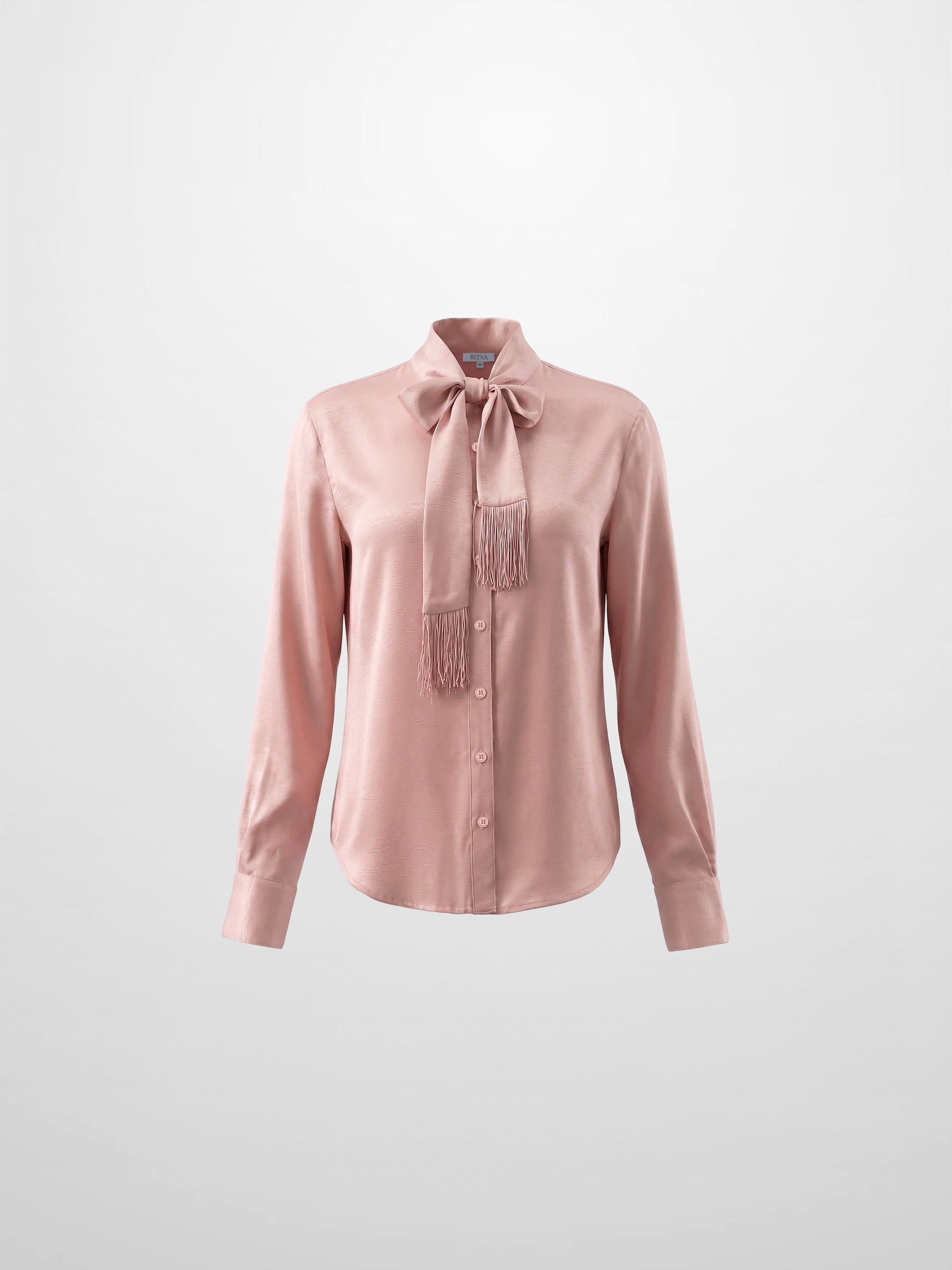 Fringe Bow Blouse-Pink