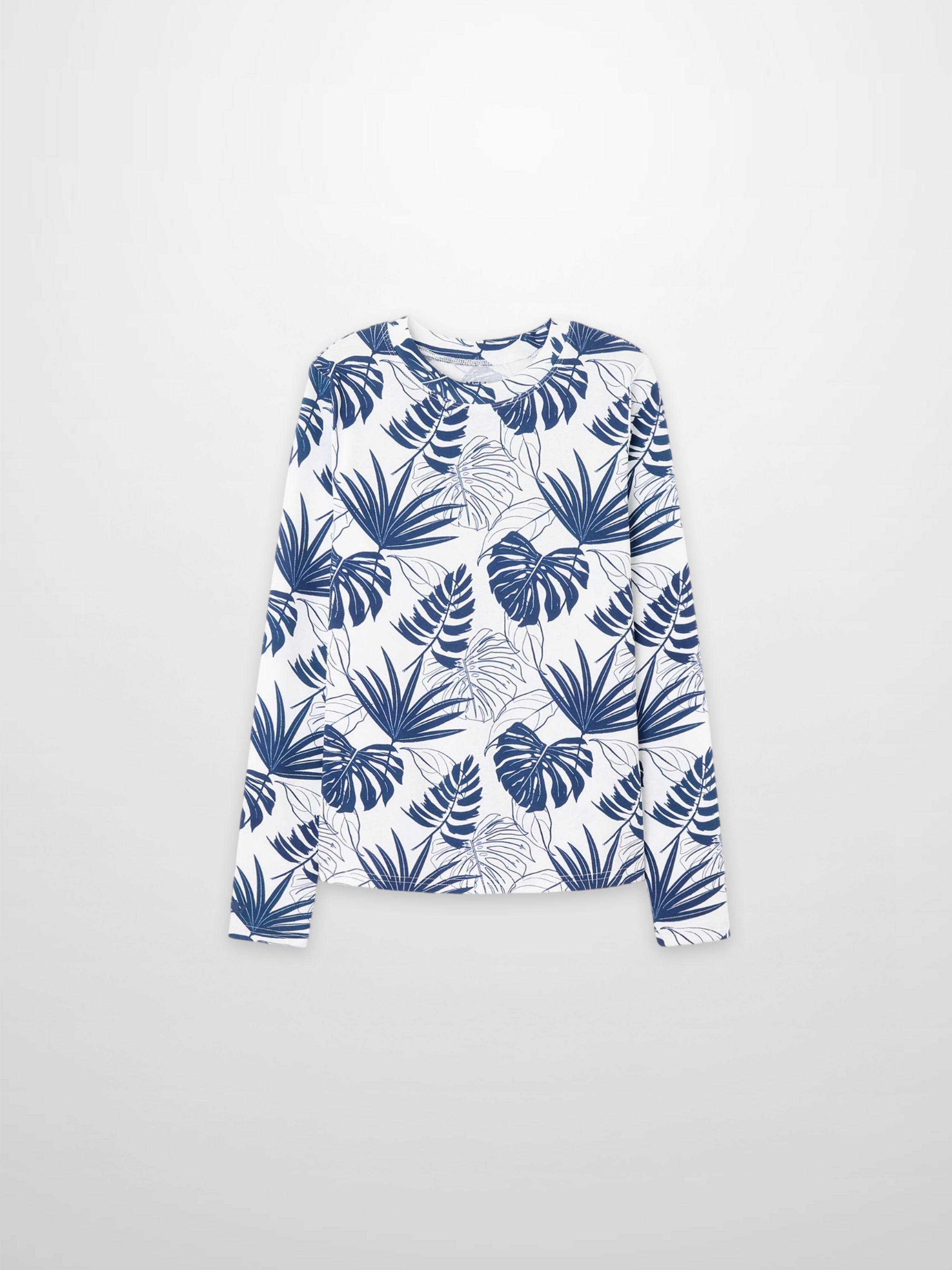 Basic Printed T-shirt-Navy Palm