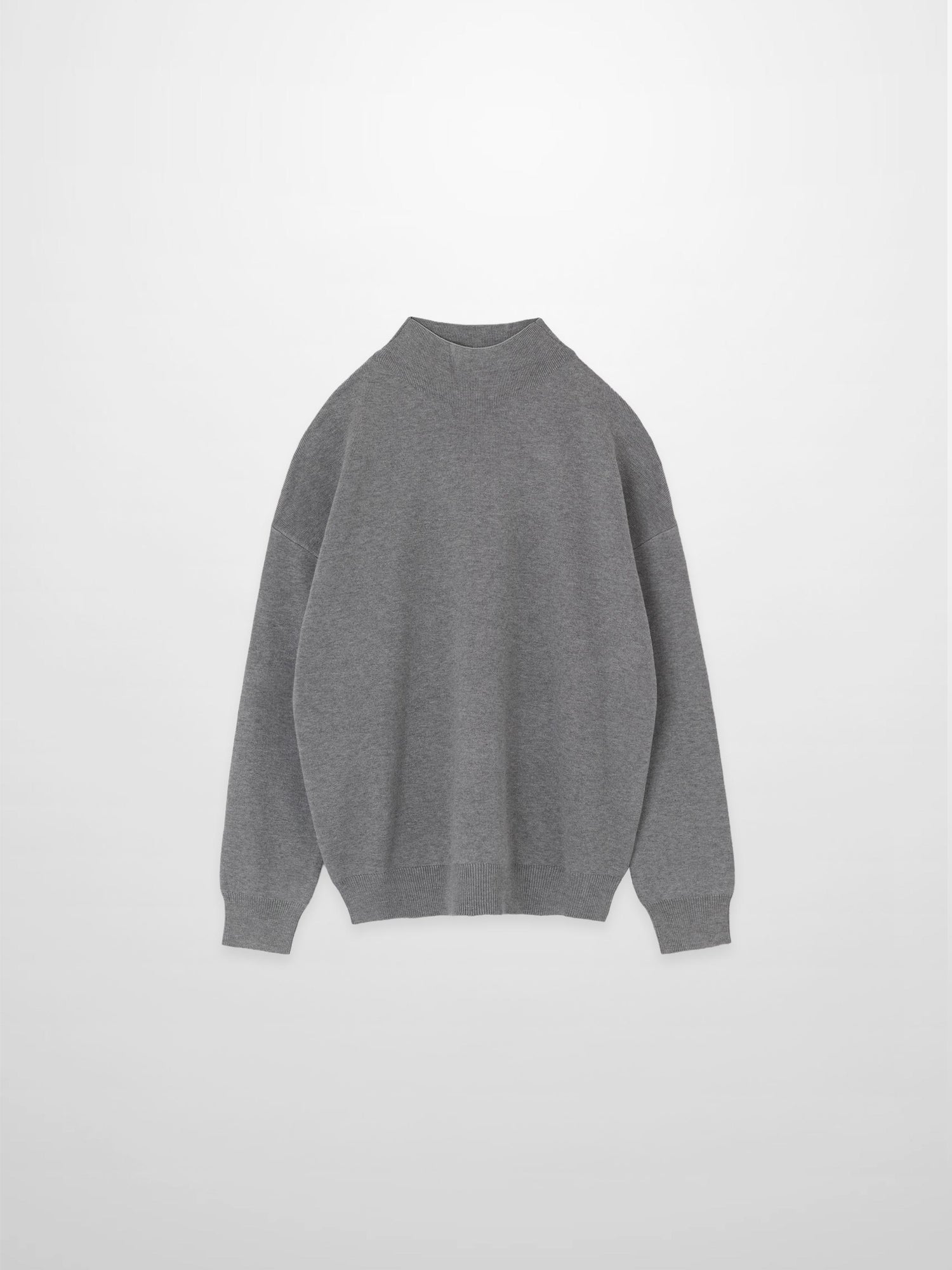 Mock Neck Thin Knit Sweater-Grey