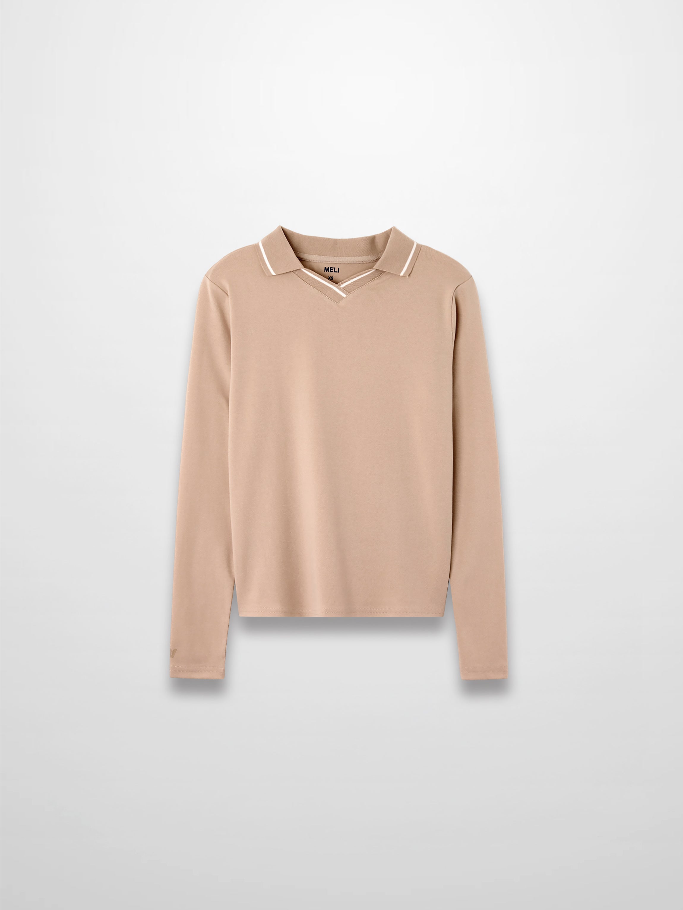 Collared High V T-Shirt-Bone