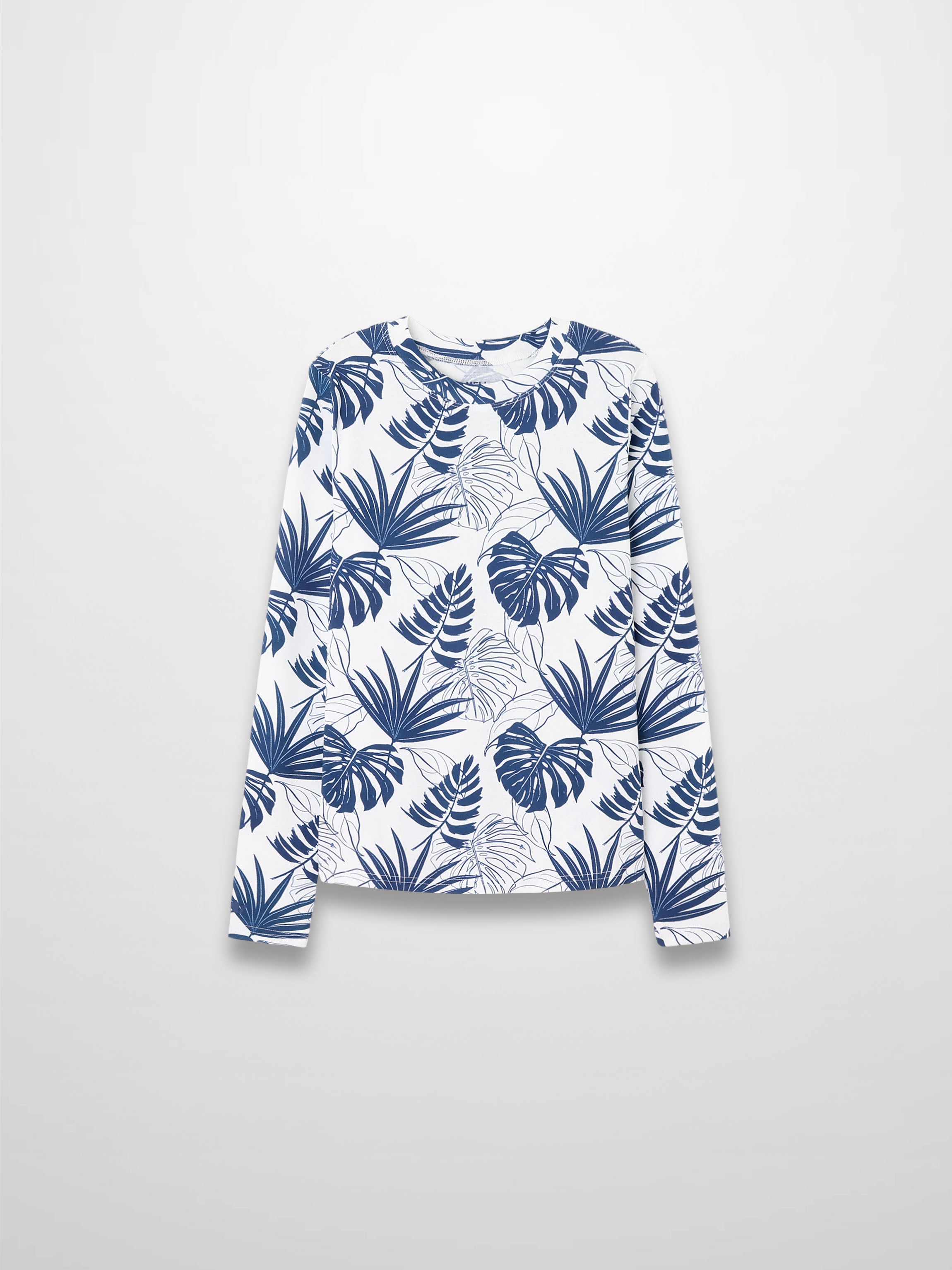Basic Printed T-shirt-Navy Palm