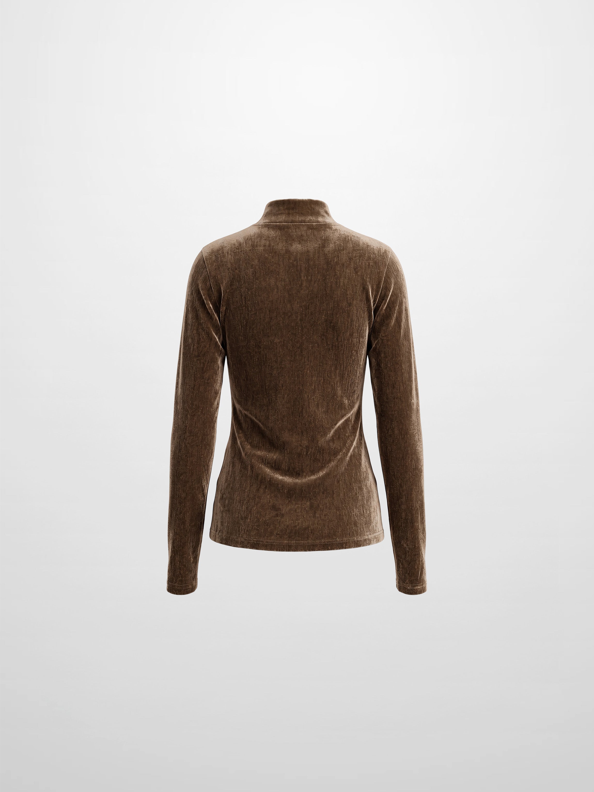 Textured Velour Turtleneck - Taupe