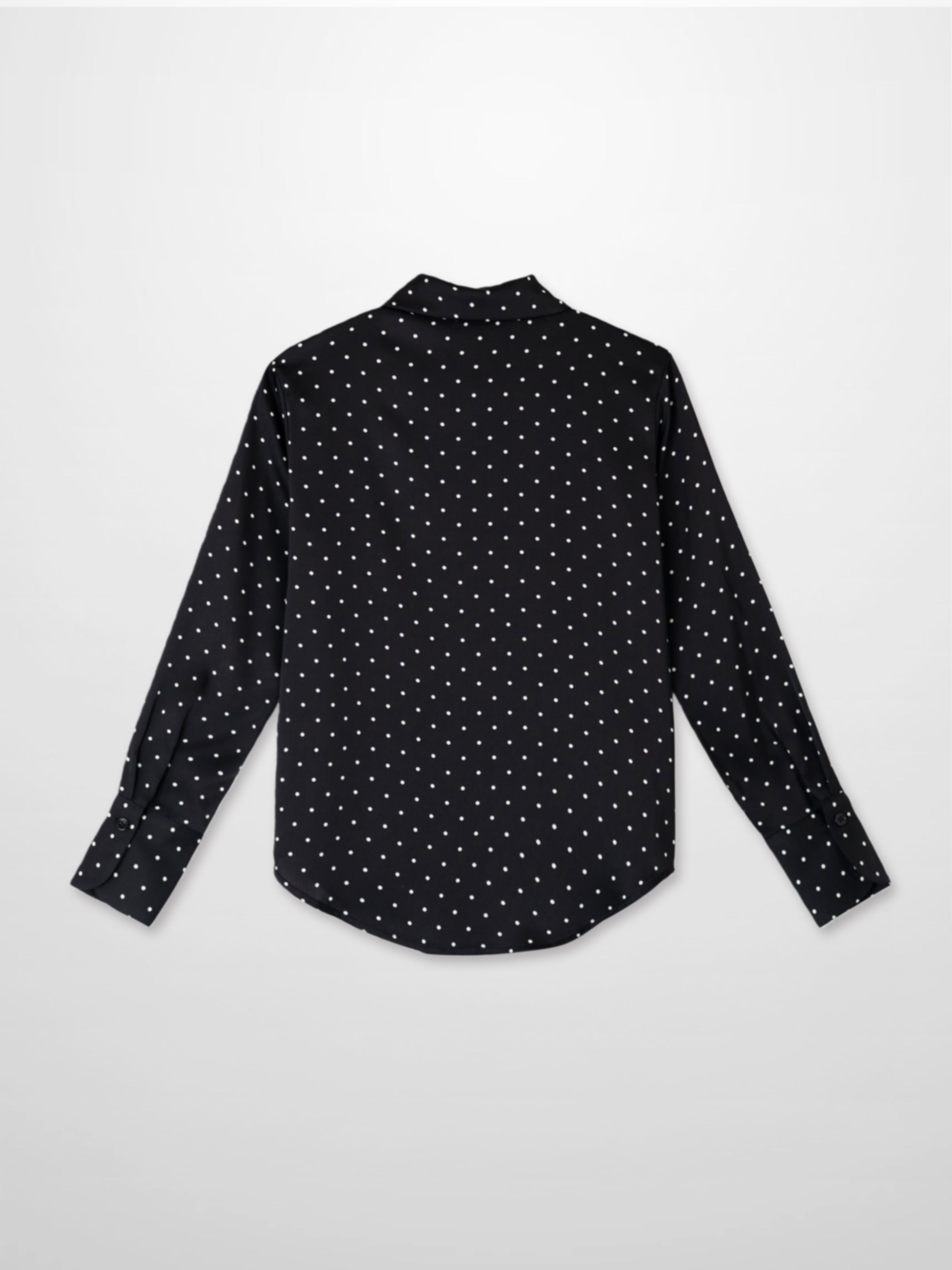 Oversized Satin Blouse-Black/White Small Polka Dot