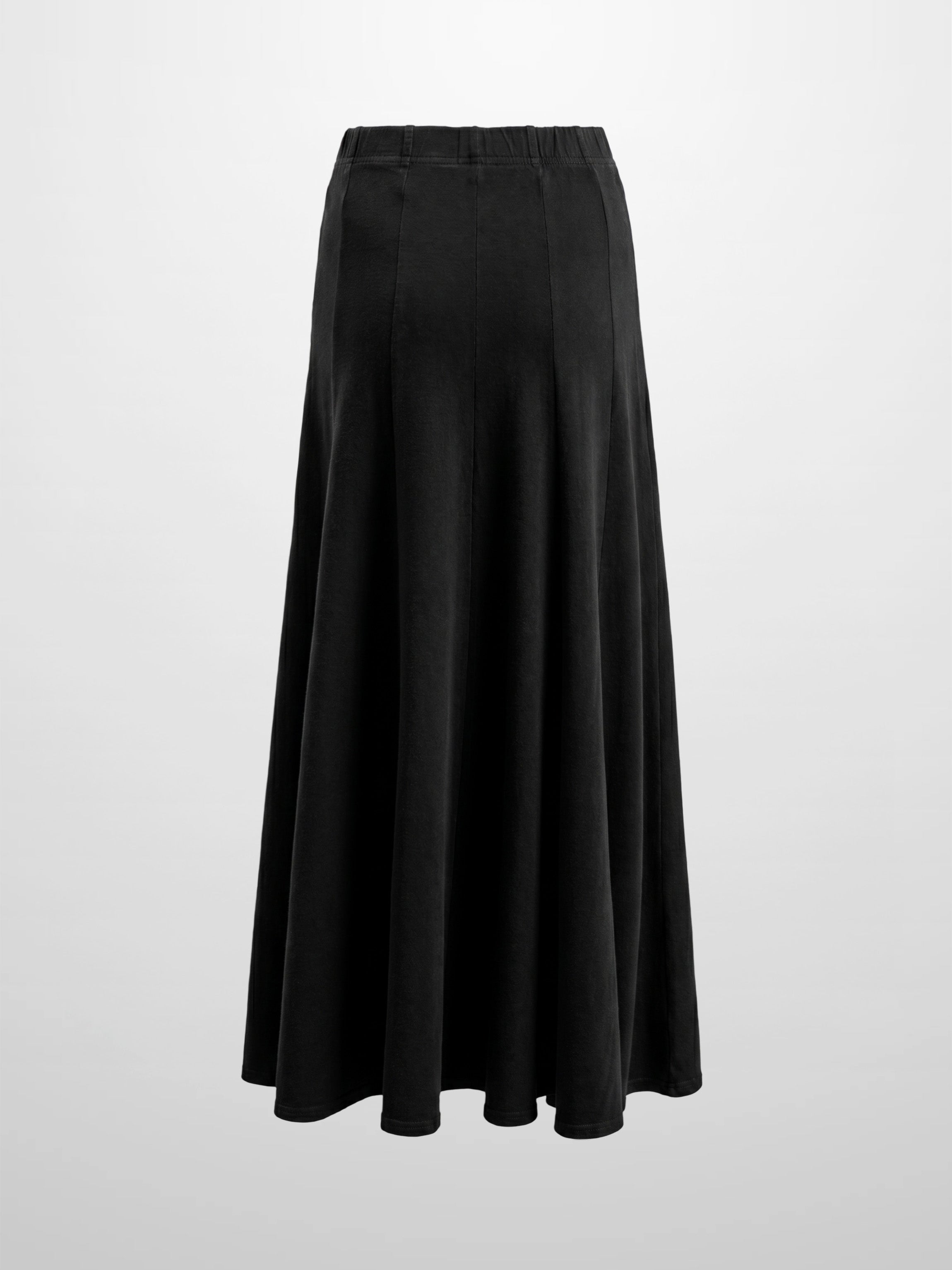 Paneled Flare Skirt 37"-Solid Black