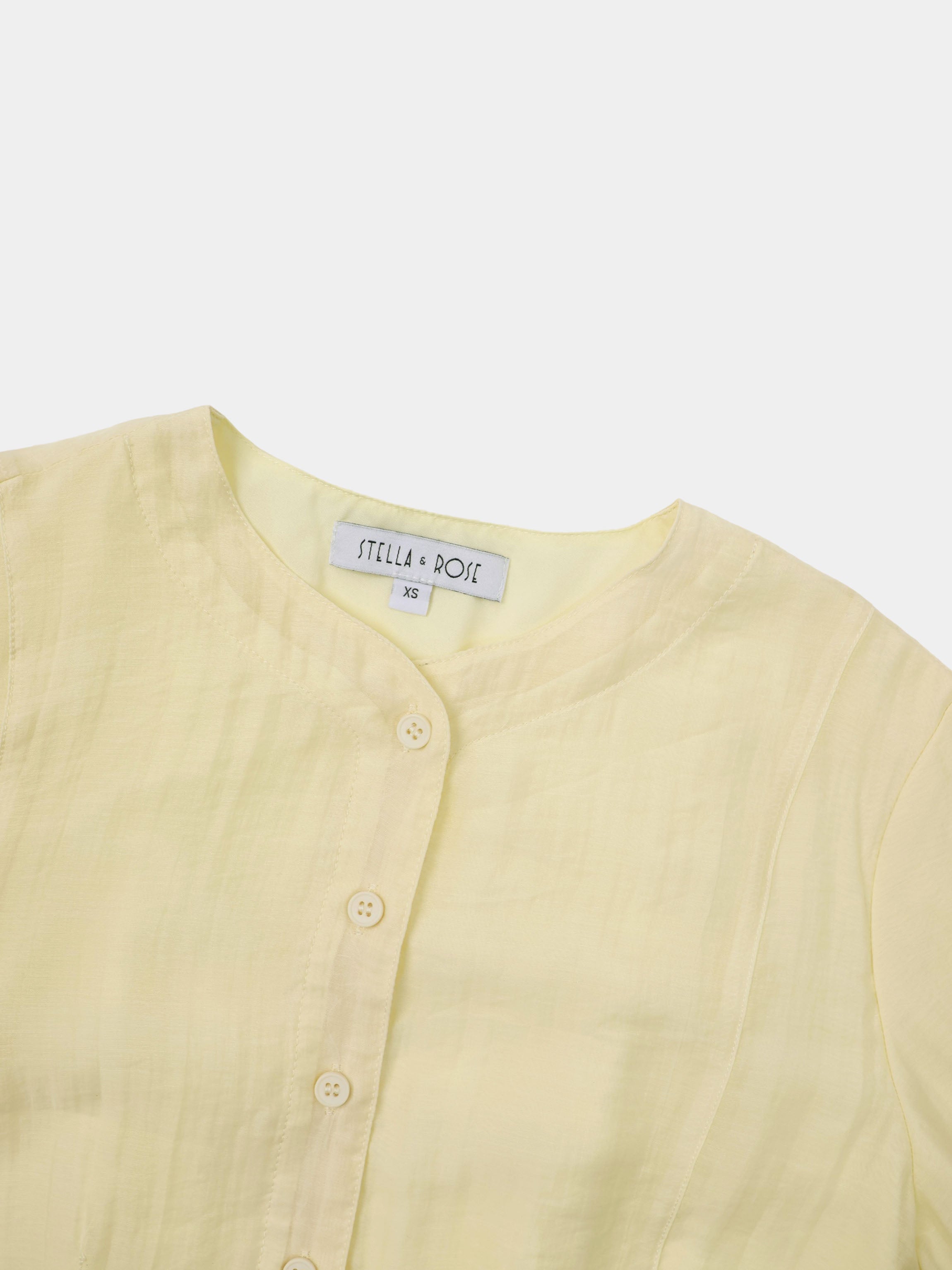 High V Neck Blouse-Cream